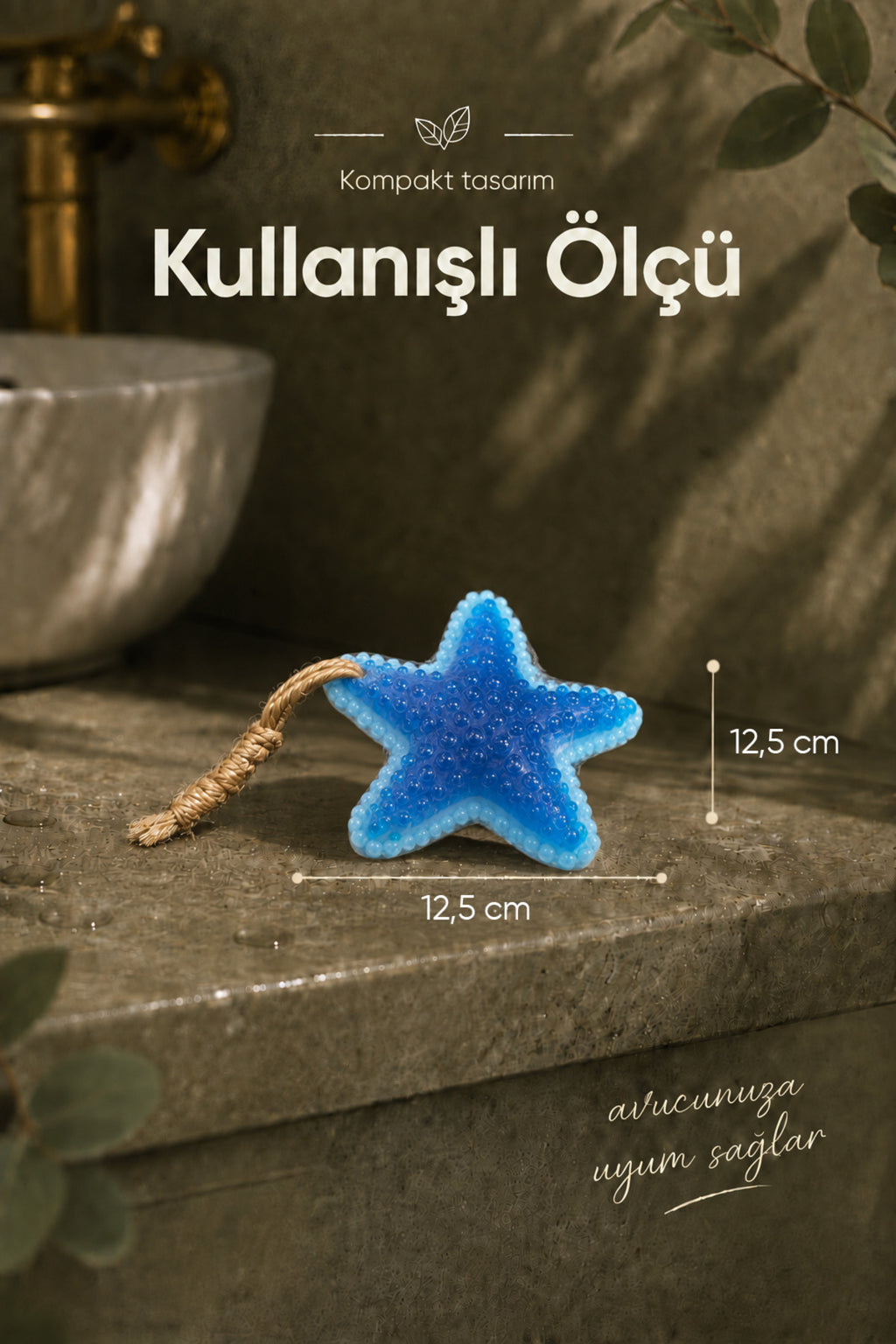 Mavi Deniz Yıldızı Şekilli Katı Sabun 12,5x12,5 cm Asılabilir Dekoratif Banyo El Sabunu
