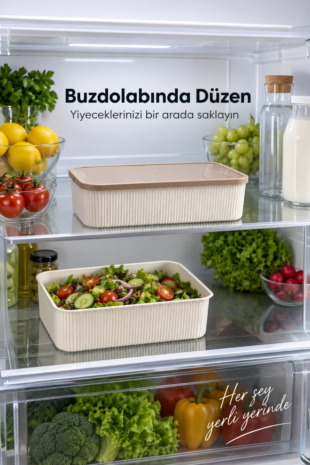 2'li 5500 ml Dikdörtgen Saklama Kabı Seti Mutfak ve Buzdolabı Düzenleyici