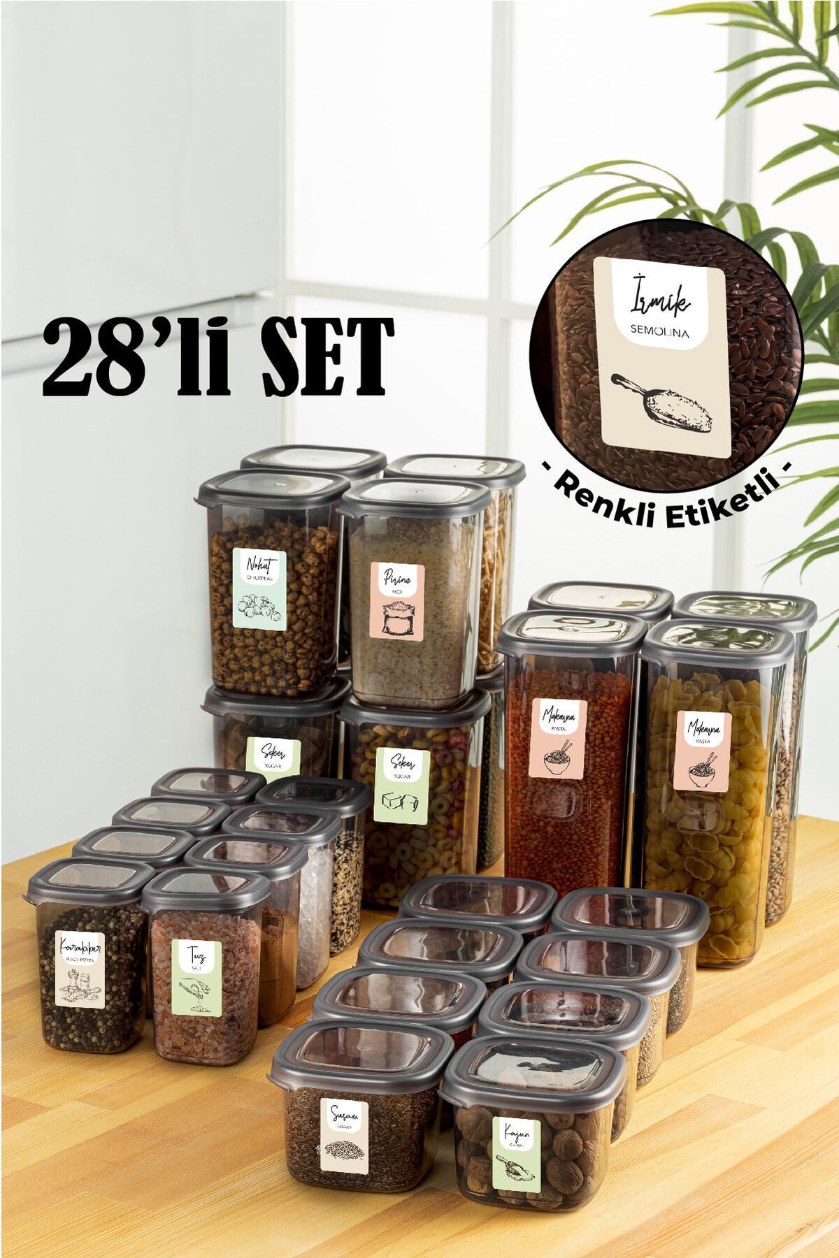 28li Renkli Etiketli Peggy Kare Erzak Ve Baharat Full Set 8x(1,2, 0,55, 0,45) 4x(1,75) Ant