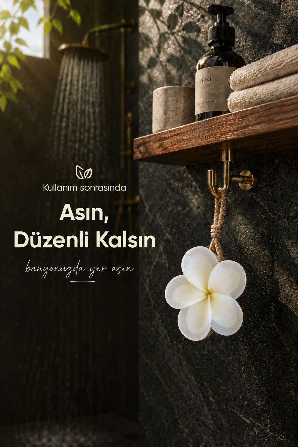 Beyaz Hint Yasemini Şekilli Katı Sabun 10,5x11 cm Asılabilir Dekoratif Banyo El Sabunu