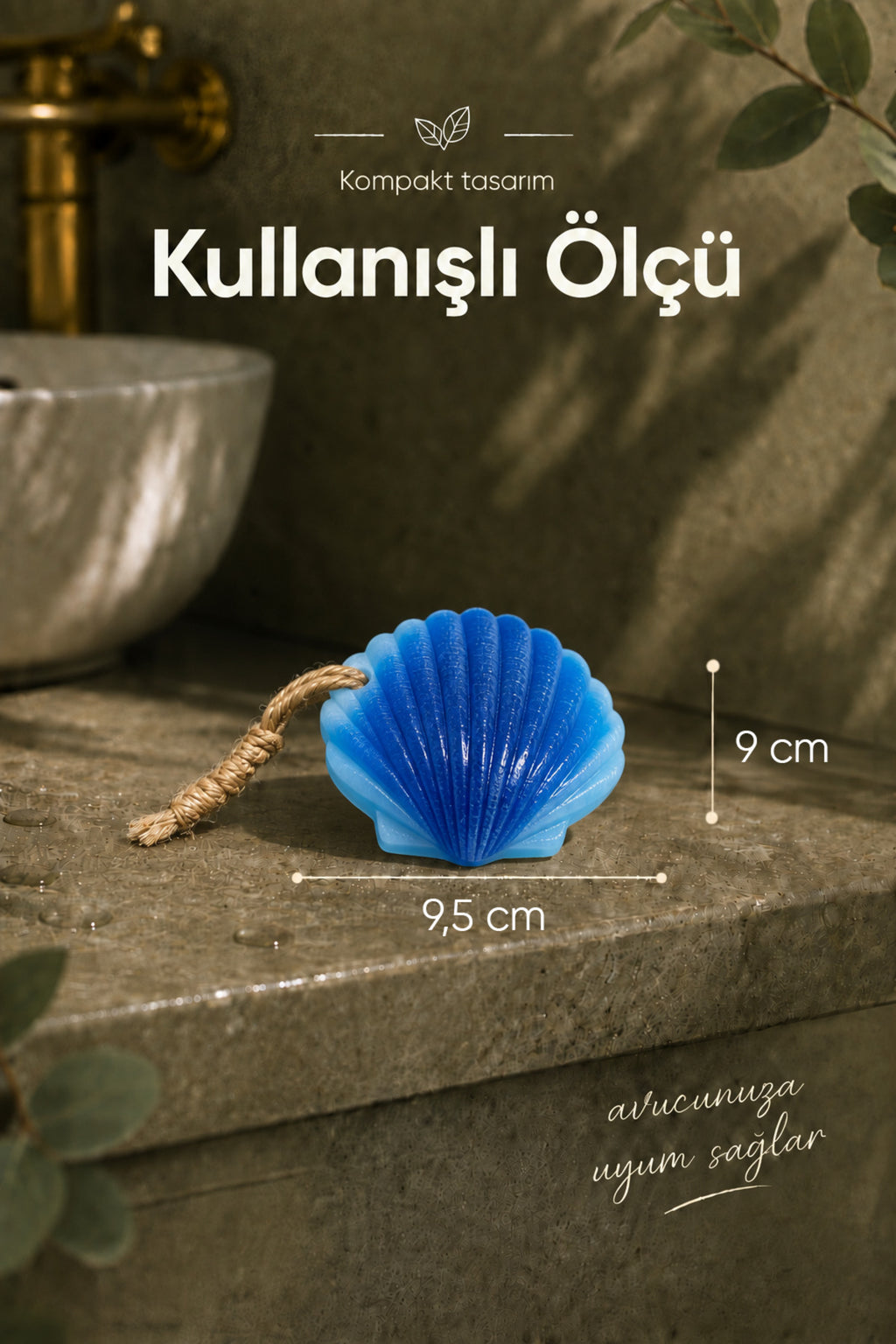 Mavi Deniz Kabuğu Şekilli Katı Sabun 9x9,5 cm Asılabilir Dekoratif Banyo El Sabunu