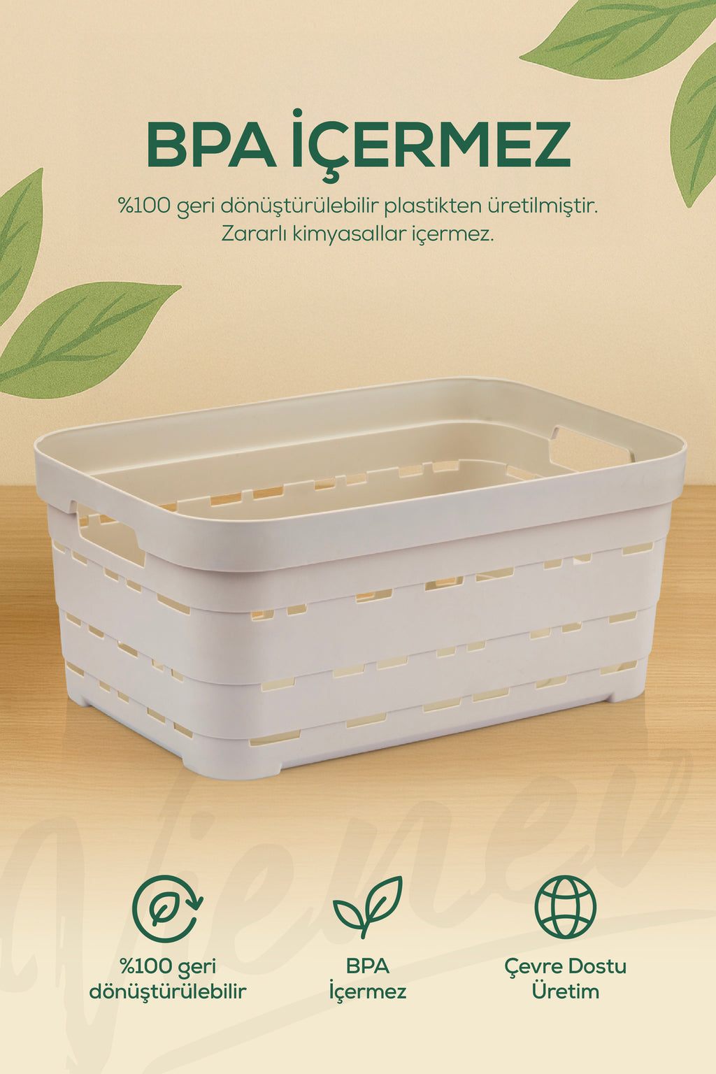 4'lü 10,8 Litre Delikli Saklama Kutusu Beyaz