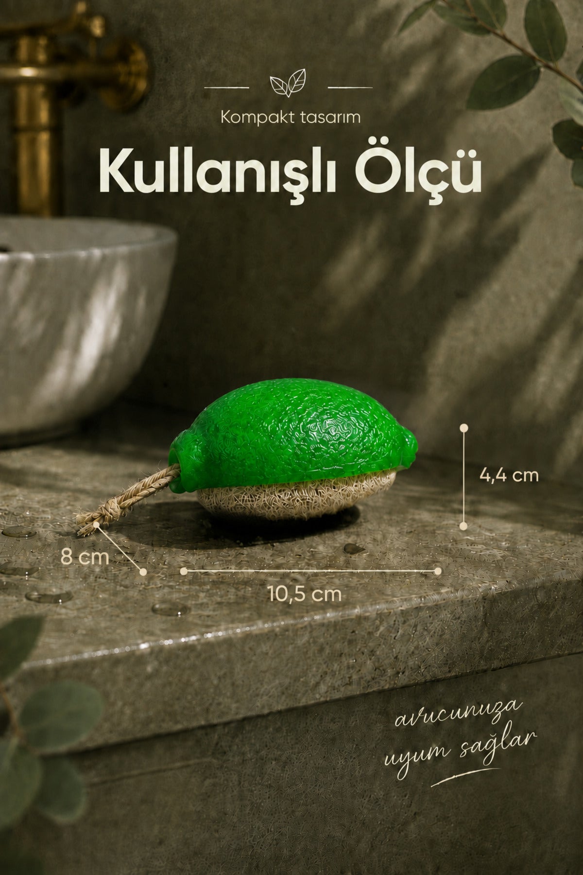 Yeşil Limon Şekilli Lifli Katı Sabun 10,5x8x4,4 cm Peeling Etkili Asılabilir Dekoratif Banyo El Sabunu