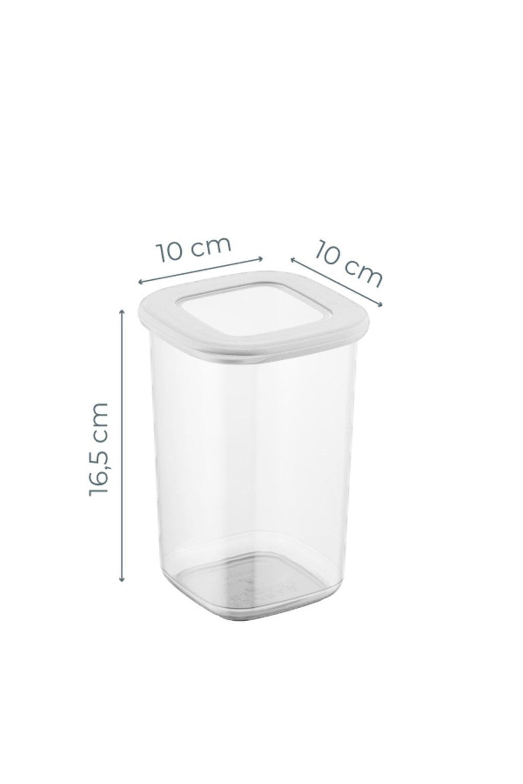 Beyaz Etiketli 12'li Set Orta Boy 1,2 Litre Kare Erzak Saklama Kabı Beyaz