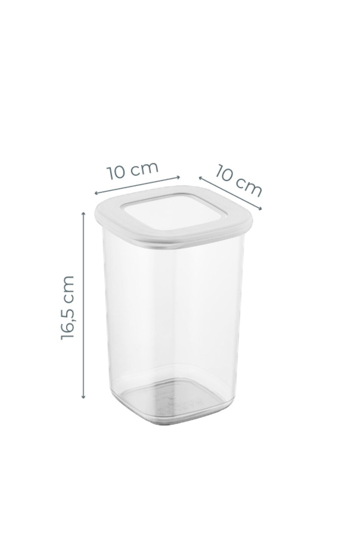 Beyaz Etiketli 12'li Set Orta Boy 1,2 Litre Kare Erzak Saklama Kabı Beyaz