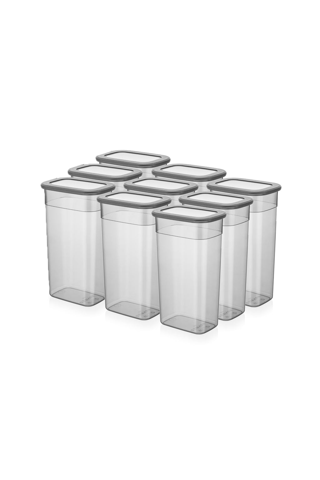 9lu Set Poli Şeffaf Kapaklı Uzun Dikdörtgen Saklama Kabı 3,2 Litre