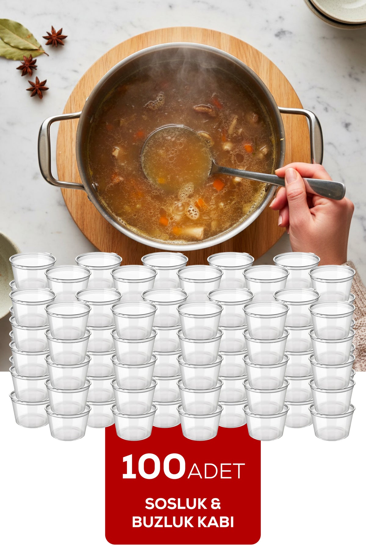 100'lü Dondurucuya Uygun Saklama Kabı – 80 ml İlik, Tavuk Suyu, Sos ve İlaç Saklama Kabı