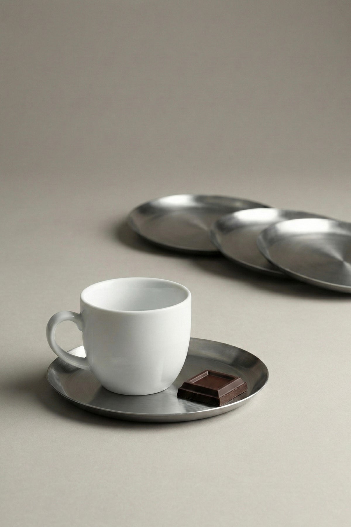 4'lü Gümüş Renk Metal Tabak Seti - Çerez ve Meyve Sunum Tabağı