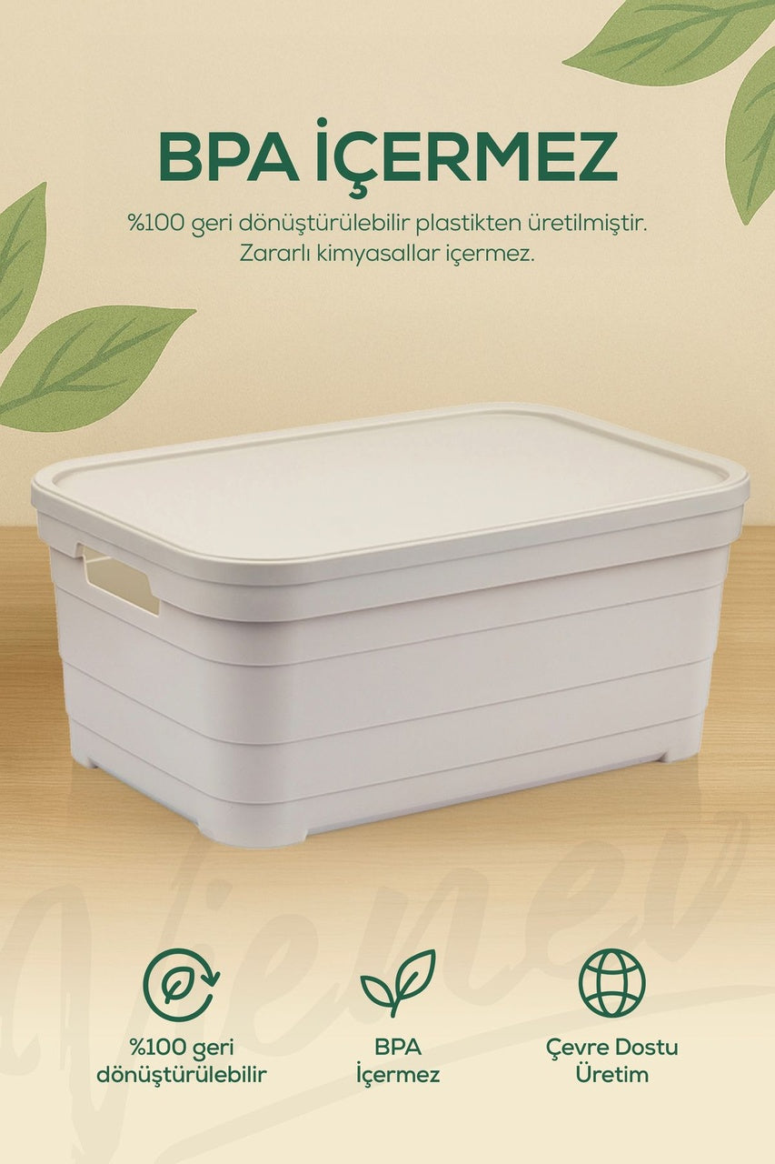 6'lı Kapaklı 3,8 Litre Saklama Kutusu Beyaz
