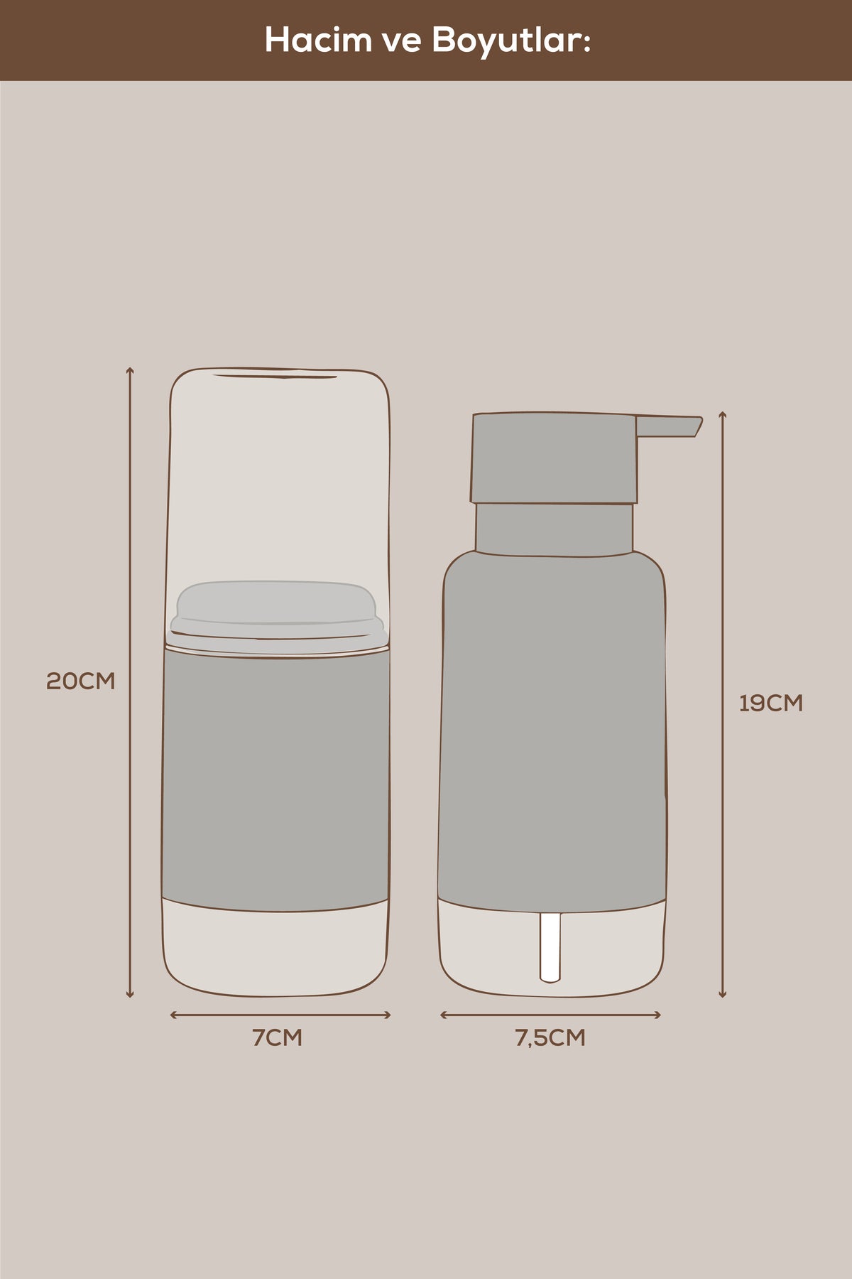Modern Diş Fırçalık ve Sıvı Sabunluk Bej 500 ml | Banyo Seti