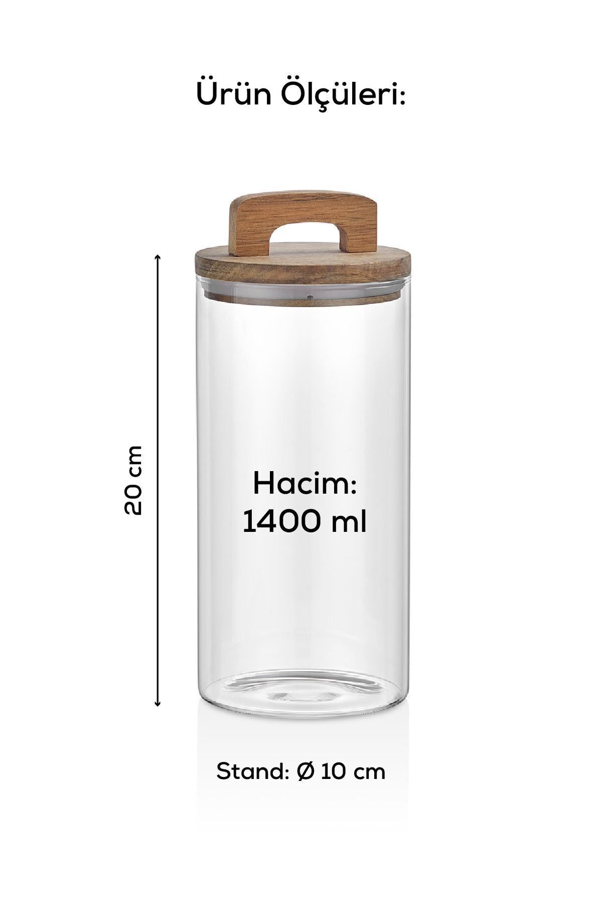 3'lü 1400 ml Ahşap Kapaklı Tutacaklı Kavanoz