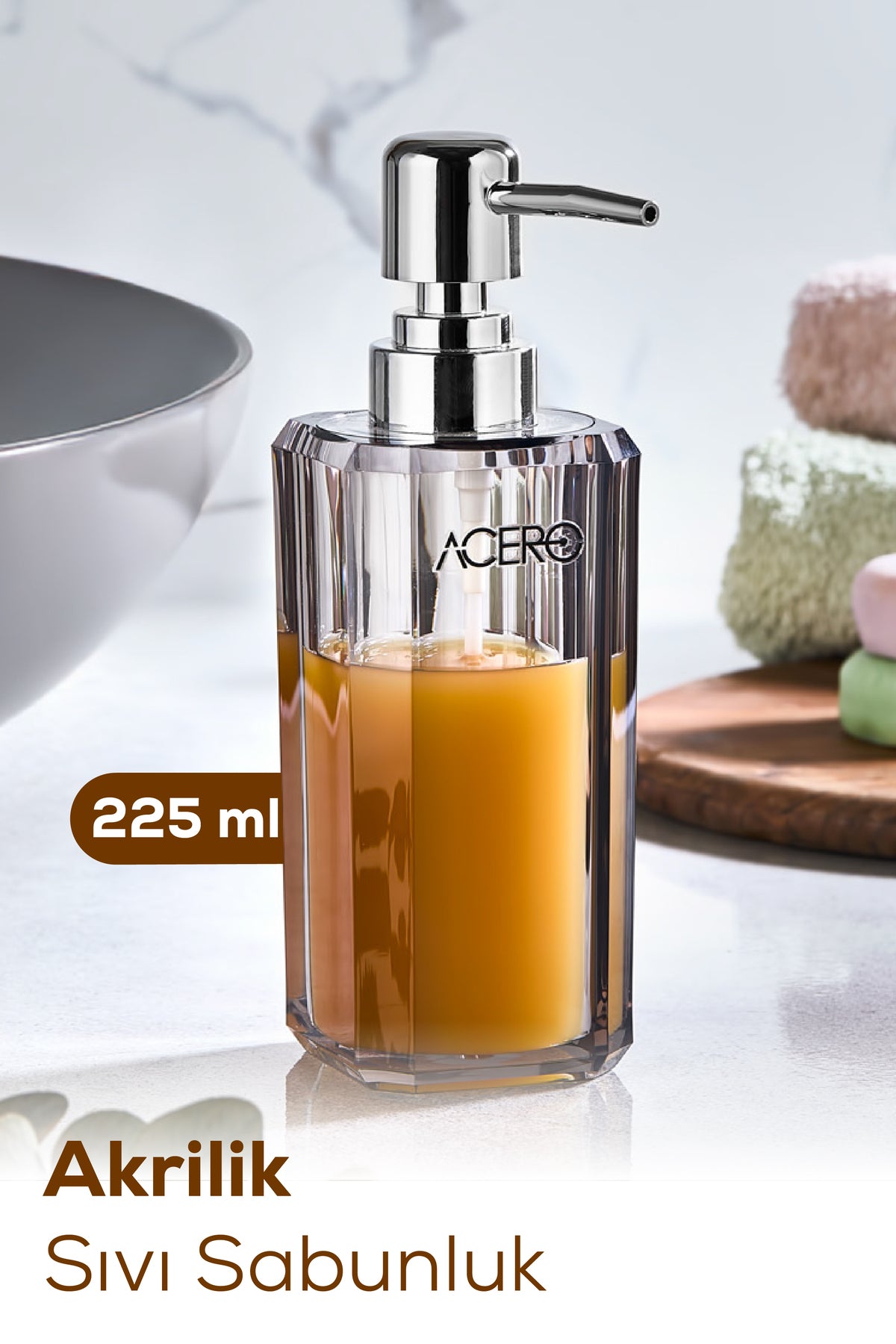 Akrilik Sıvı Sabunluk 225 ml Şeffaf Antrasit 1991