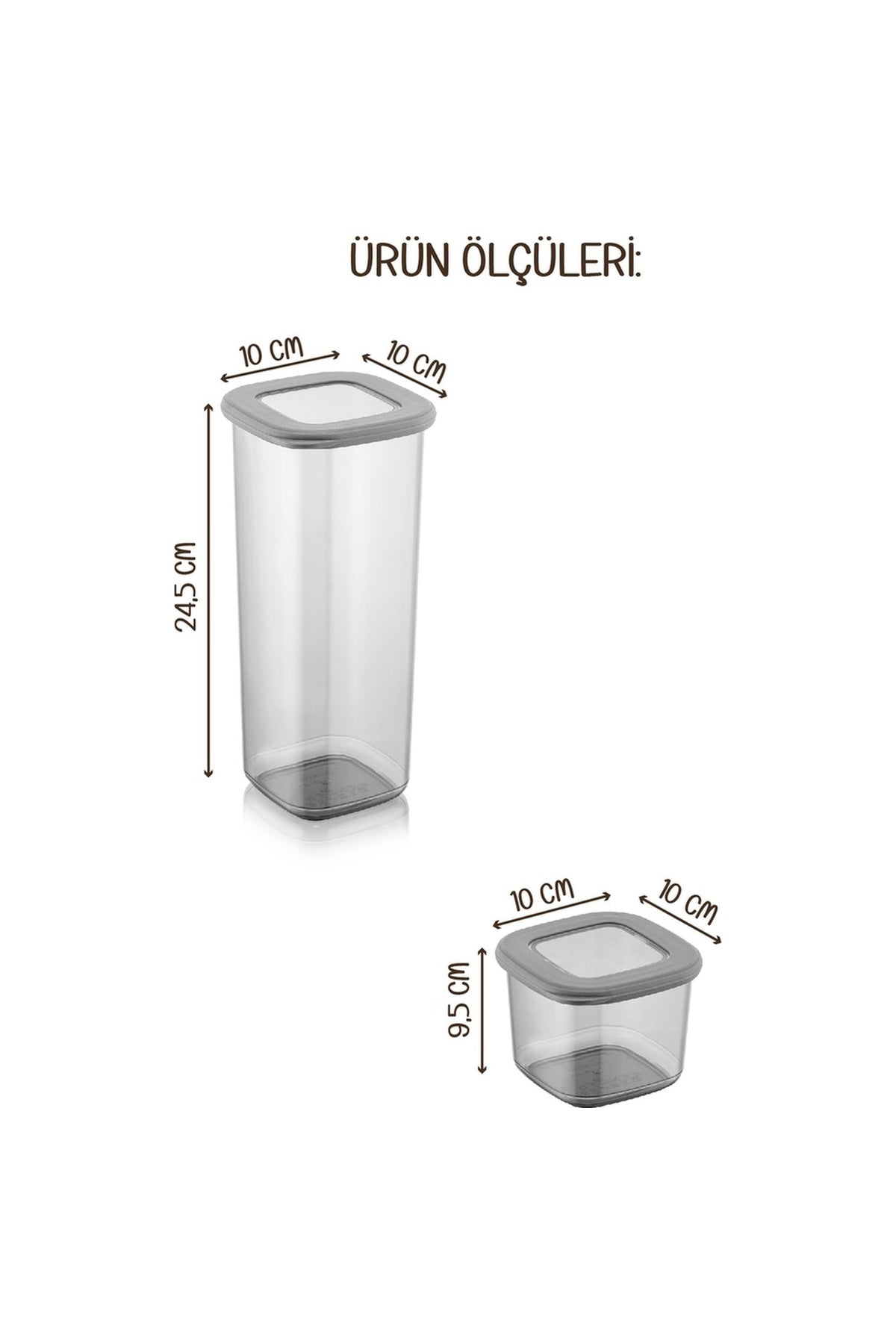 Renkli Etiketli 12li Foly Kare Erzak Saklama Kabı 6x(0,55 Litre, 1,75 Litre) Antrasit
