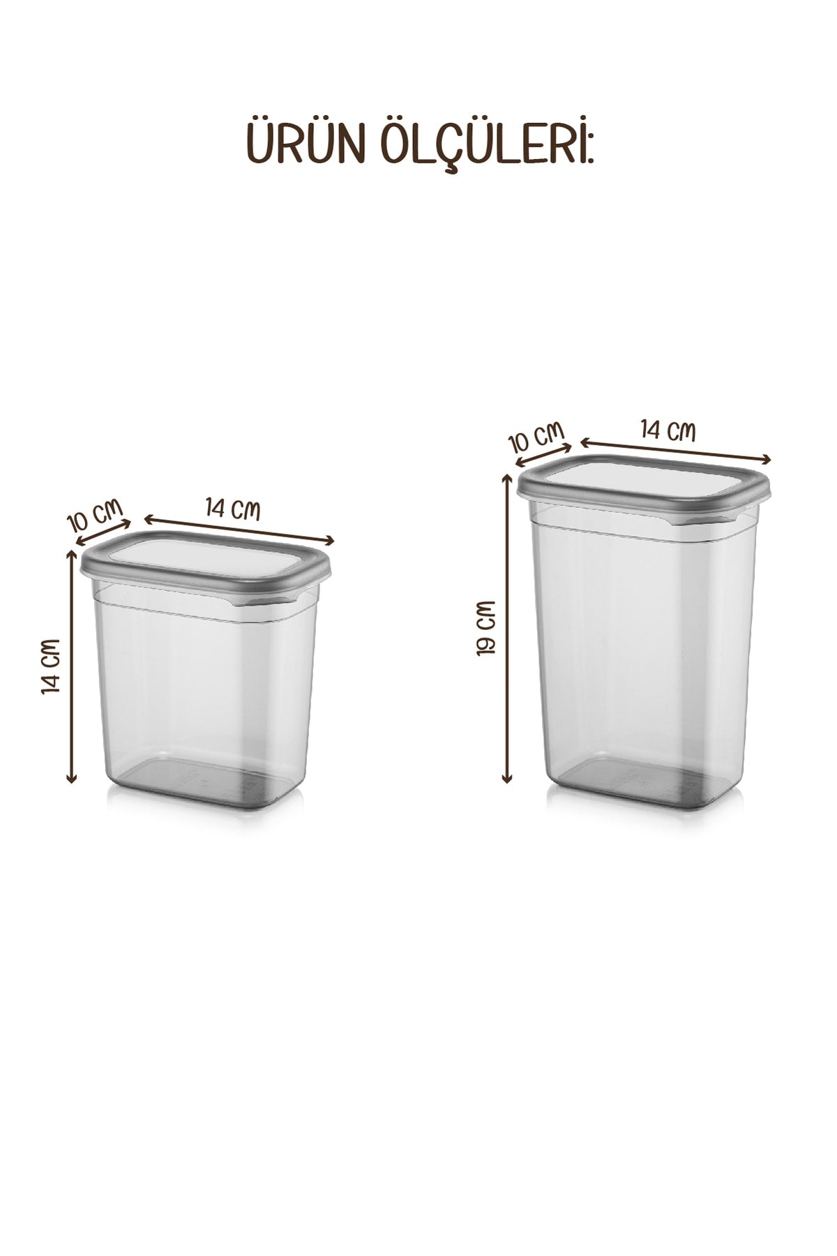 Renkli Etiketli 4lü Peggy Dikdörtgen Saklama Kabı Seti 2x(1500-1150 Ml) Antrasit