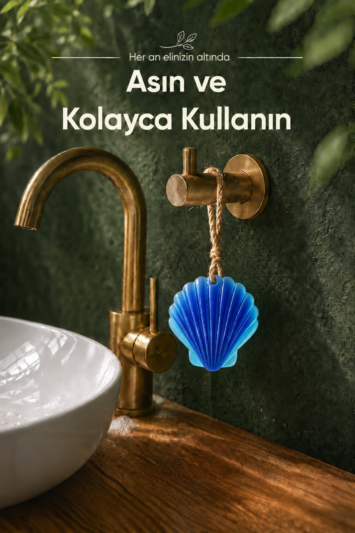 Mavi Deniz Kabuğu Şekilli Katı Sabun 9x9,5 cm Asılabilir Dekoratif Banyo El Sabunu