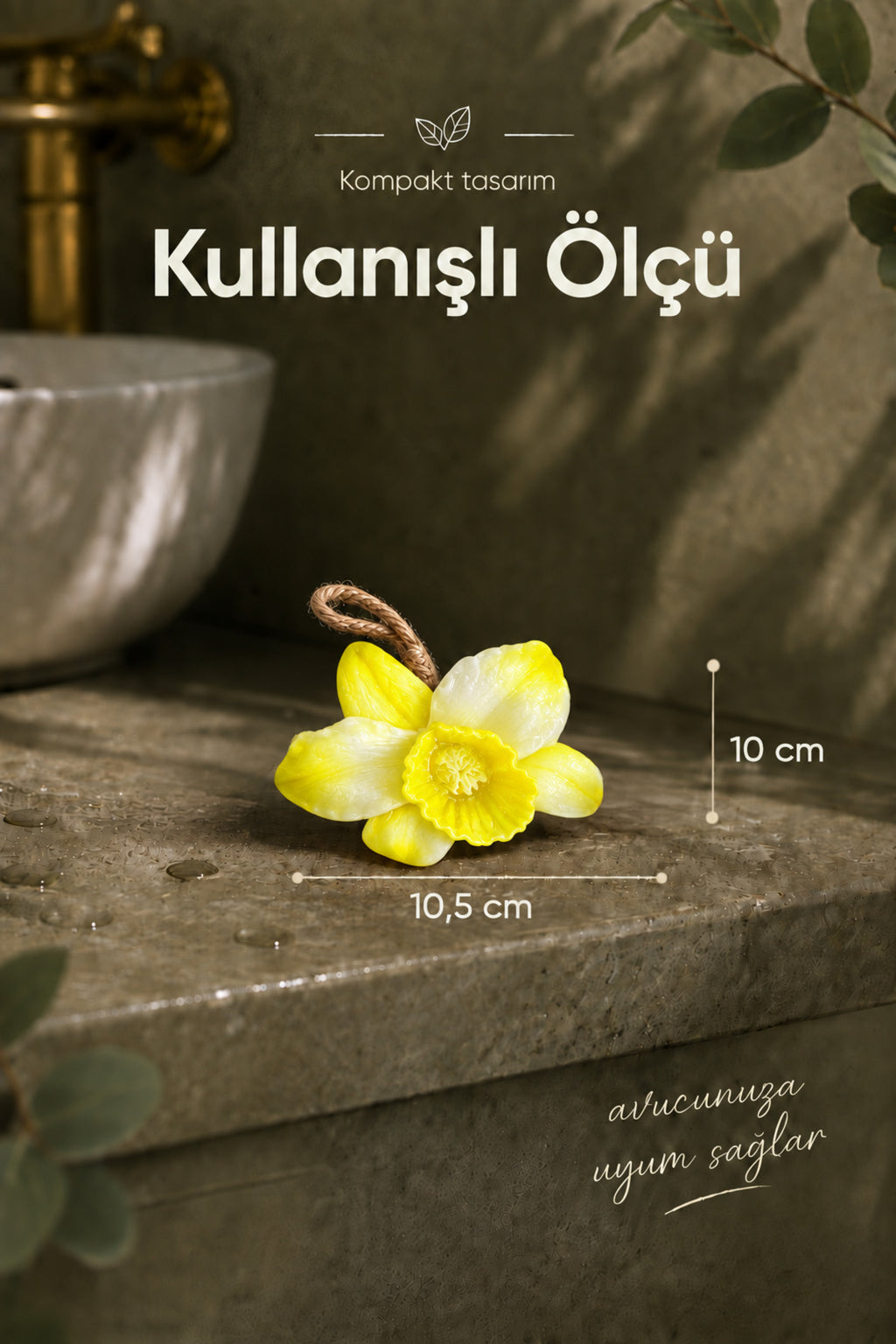 Sarı Orkide Şekilli Katı Sabun 10,5x10 cm Asılabilir Dekoratif Banyo El Sabunu