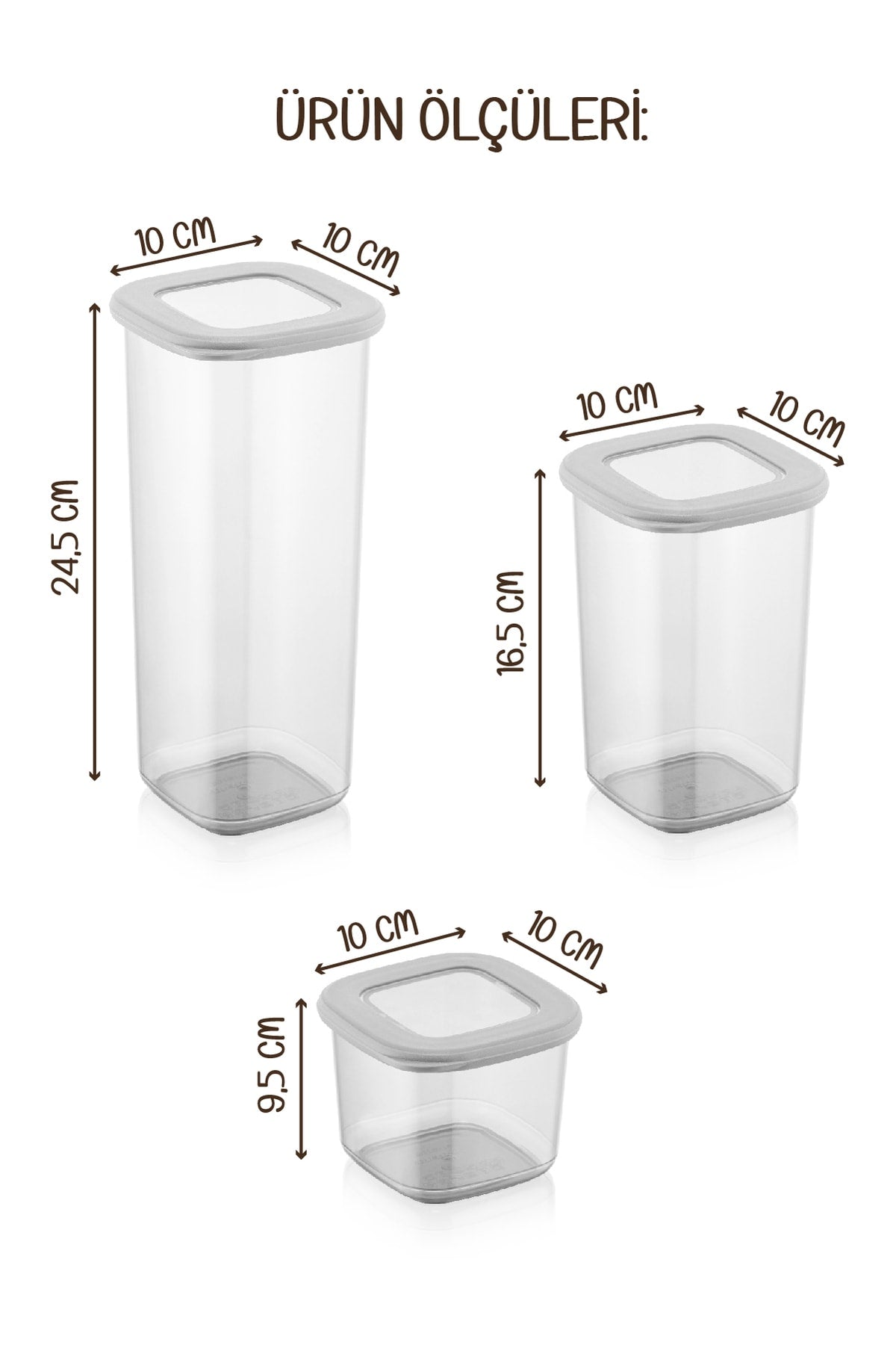 Renkli Etiketli Kare Erzak Saklama Kabı 15li Set 5x(0,55 Litre, 1,2 Litre, 1,75 Litre) Beyaz