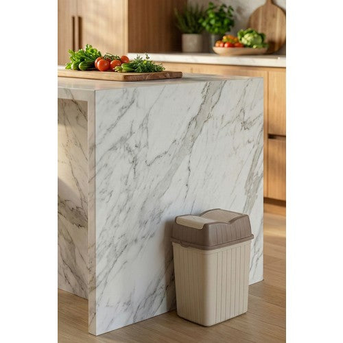 Çift Kapaklı Çöp Kovası 10 Lt Bej - Banyo Mutfak