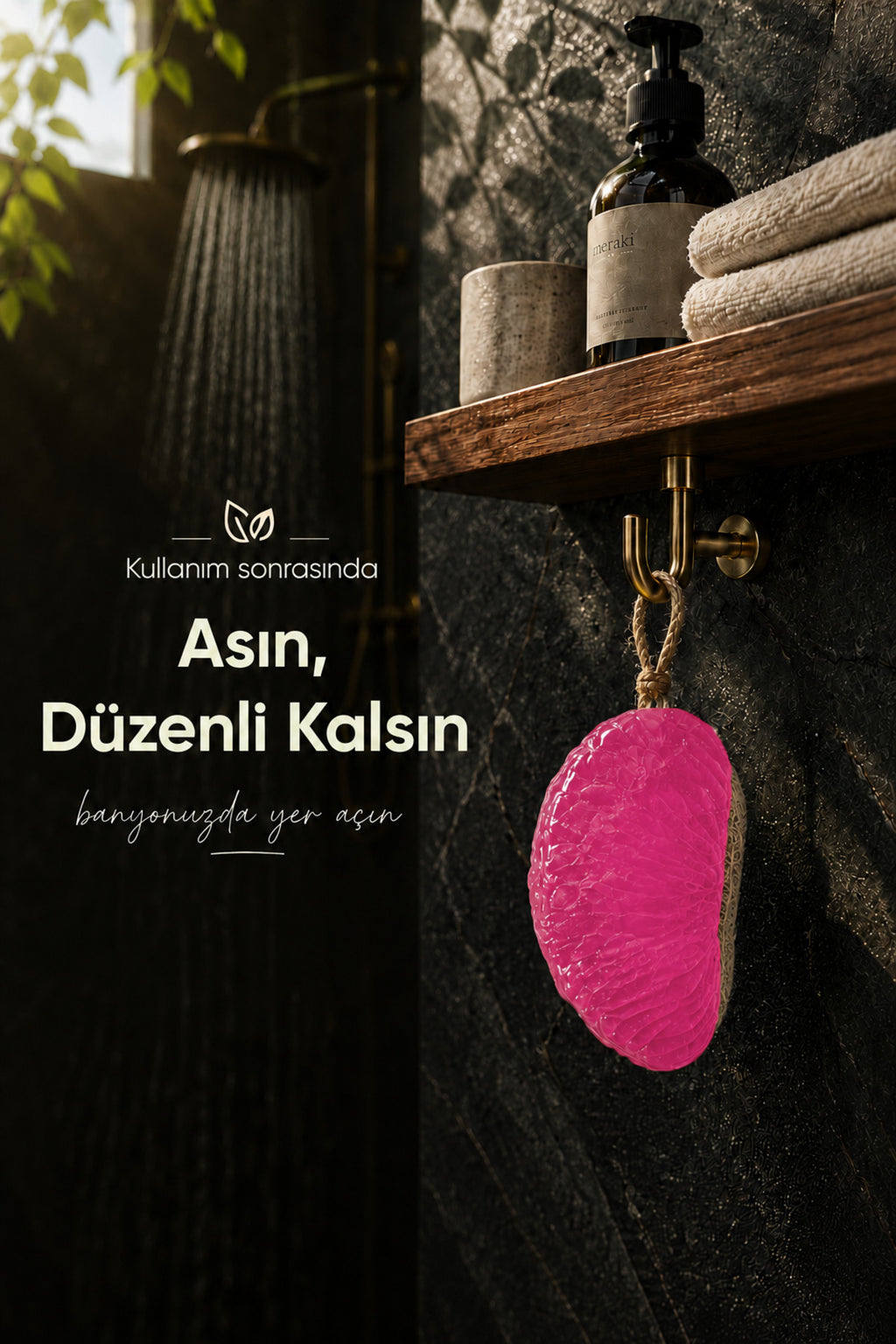 Pembe Pomelo Dilimi Şekilli Lifli Katı Sabun 10x6x4 cm Peeling Etkili Asılabilir Dekoratif Banyo El Sabunu
