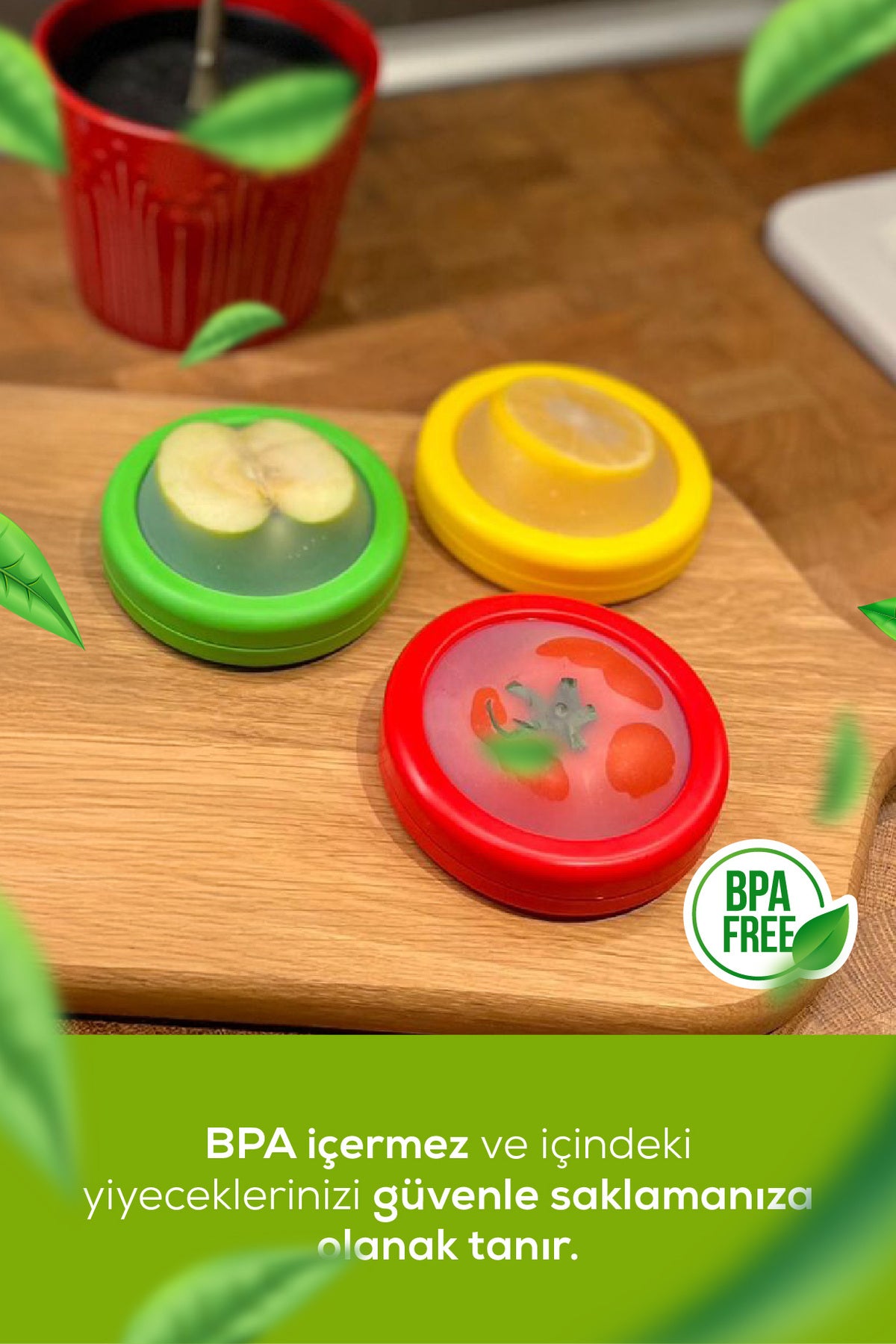 3'lü Buzdolabı Için Yarım Meyve Ve Sebze Koruma Kabı - Limon, Soğan, Domates Saklama Kutusu Renkli