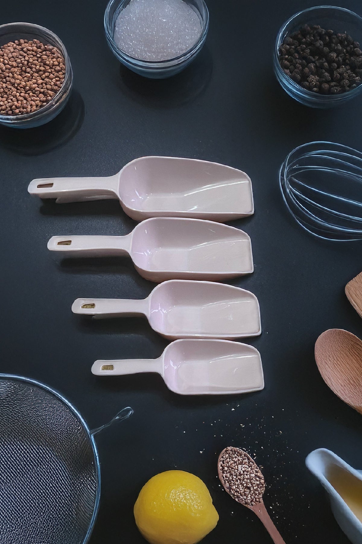 4'lü Set Plastik Erzak Kürek Seti Pembe