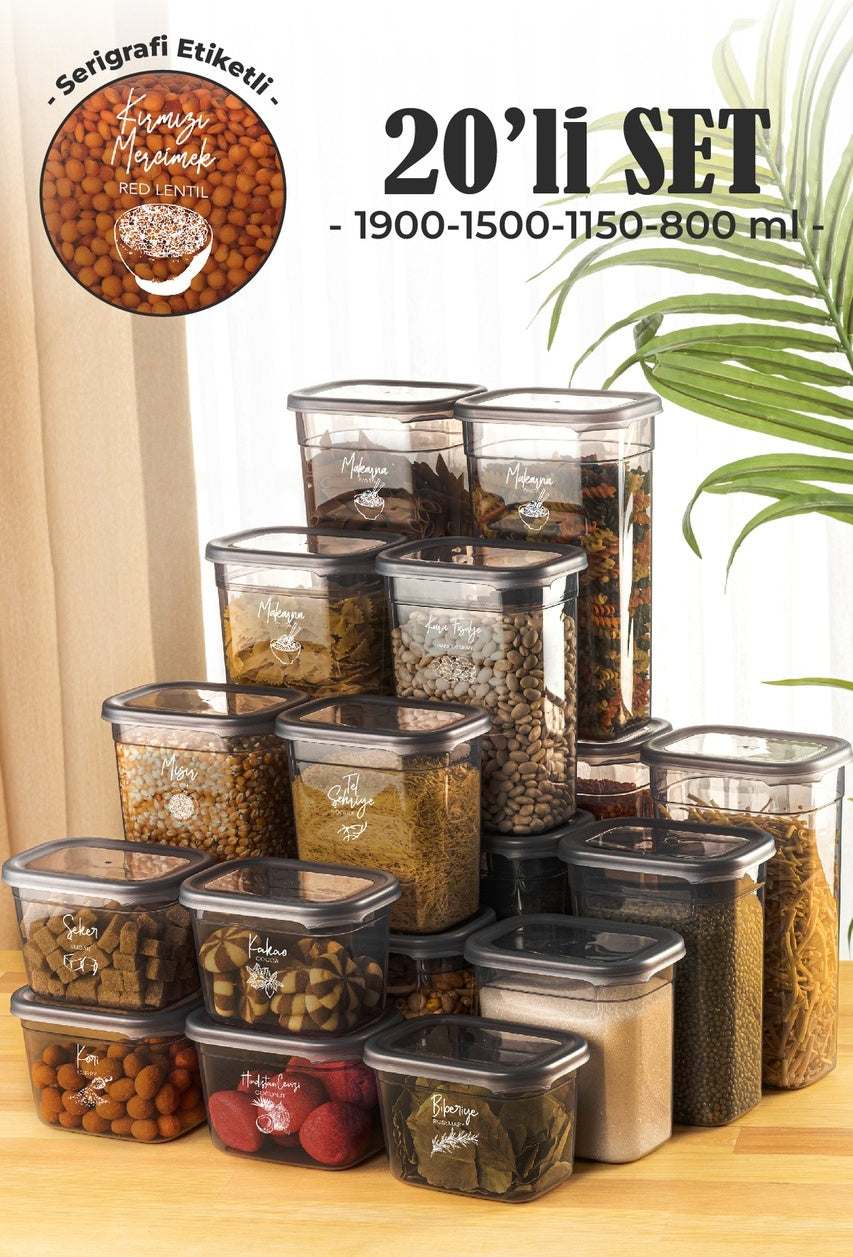 20li Peggy Dikdörtgen Saklama Kabı Seti 5x( 1900ml, 1500ml, 1150ml, 800ml ) Etiketli