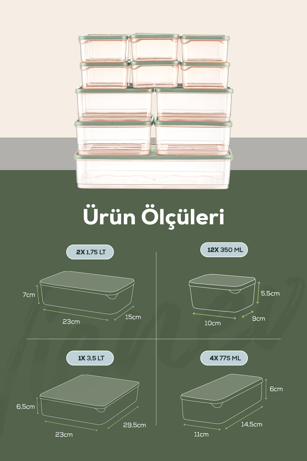 19'lu Buzdolabı Düzenleyici Organizer Mikrodalgaya Uygun Difriz Saklama Kabı Mint