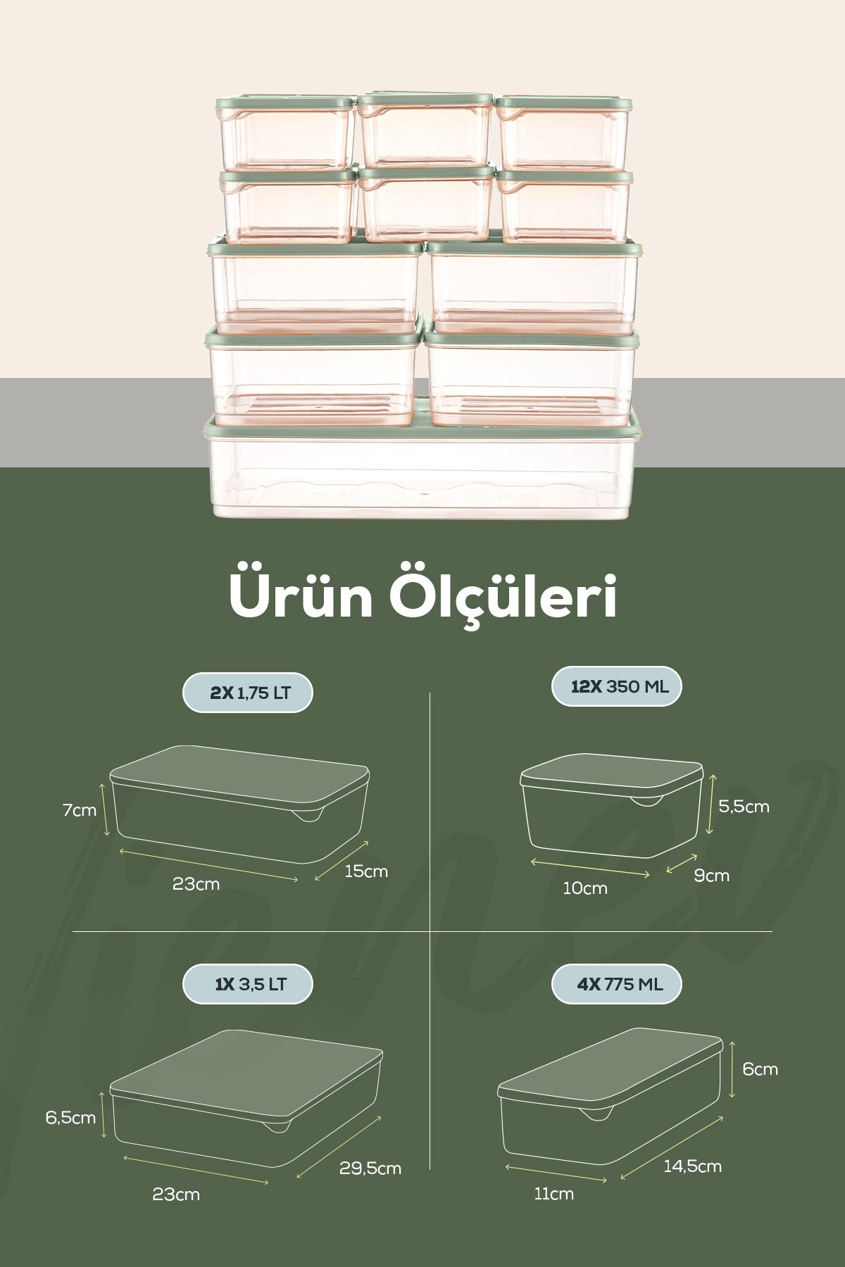 19'lu Buzdolabı Düzenleyici Organizer Mikrodalgaya Uygun Difriz Saklama Kabı Mint