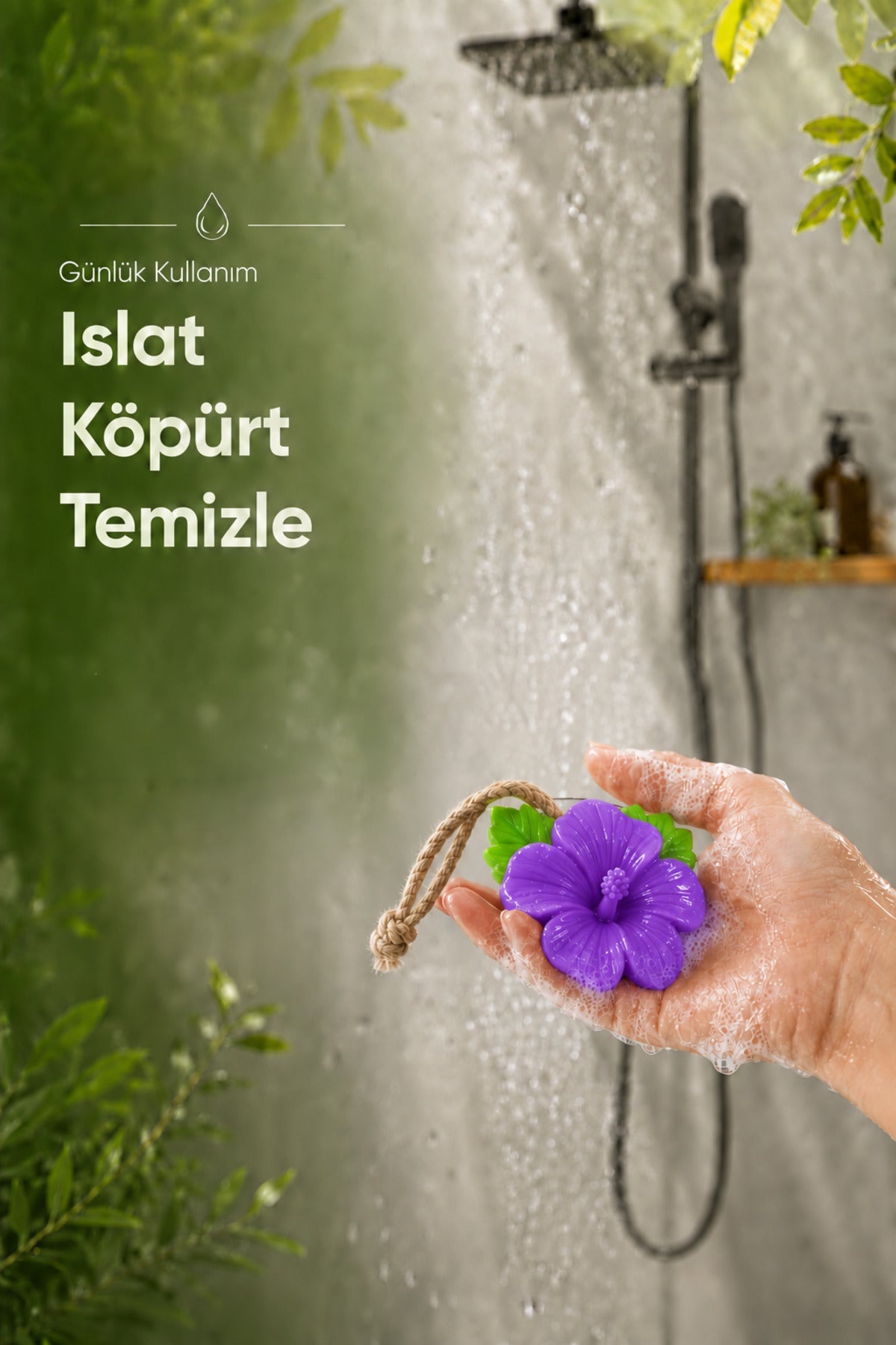 Mor Çin Gülü Şekilli Katı Sabun 10x10 cm Asılabilir Dekoratif Banyo El Sabunu