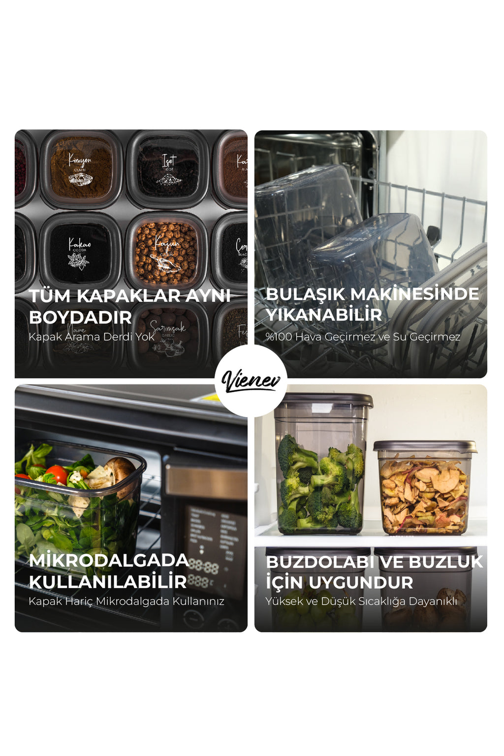 Beyaz Serigrafili 30lu Peggy Kare ve Dikdörtgen Saklama Kabı Seti 6x(1,75, 1,2, 0,55,800,400) Ant