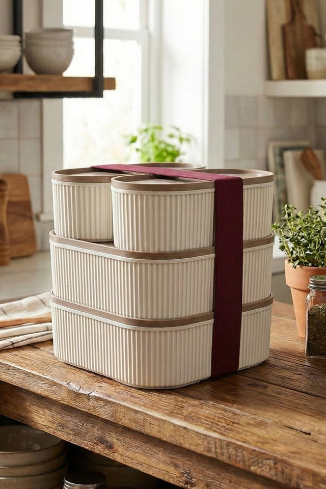 4'lü Elastik Bantlı Saklama Kabı Seti 2,4 + 1,1 L