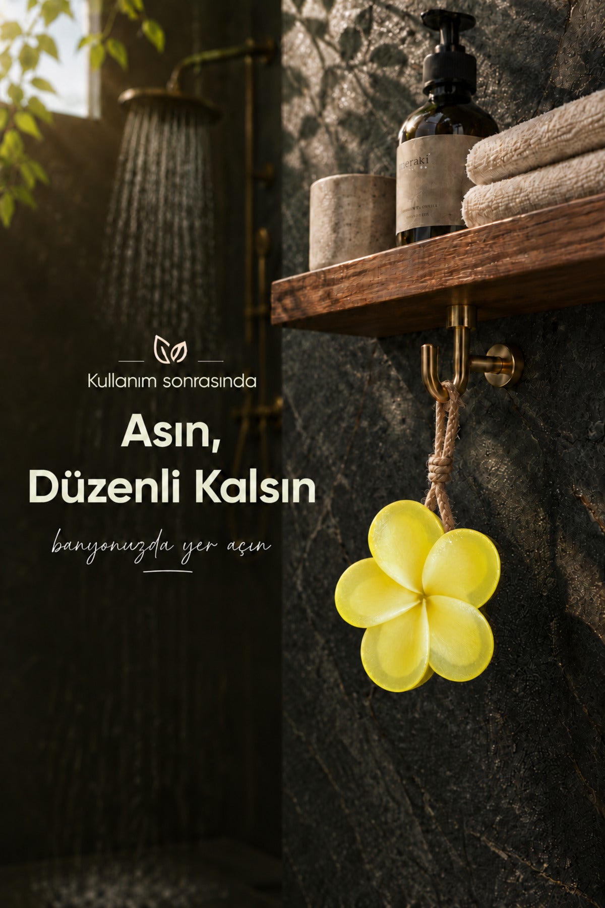 Sarı Hint Yasemini Şekilli Katı Sabun 10,5x11 cm Asılabilir Dekoratif Banyo El Sabunu