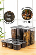 Serigrafi Etiketli 12li Foly Kare Erzak Saklama Kabı 6x(0,55 Litre, 1,75 Litre) Antrasit
