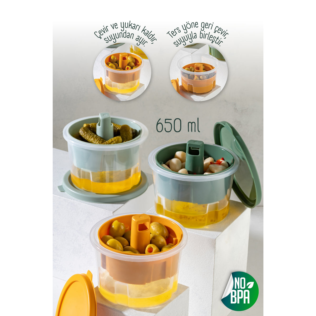3 Adet Mini Zeytin Turşu Peynir Saklama Kabı Kahvaltılık Sunum Kasesi