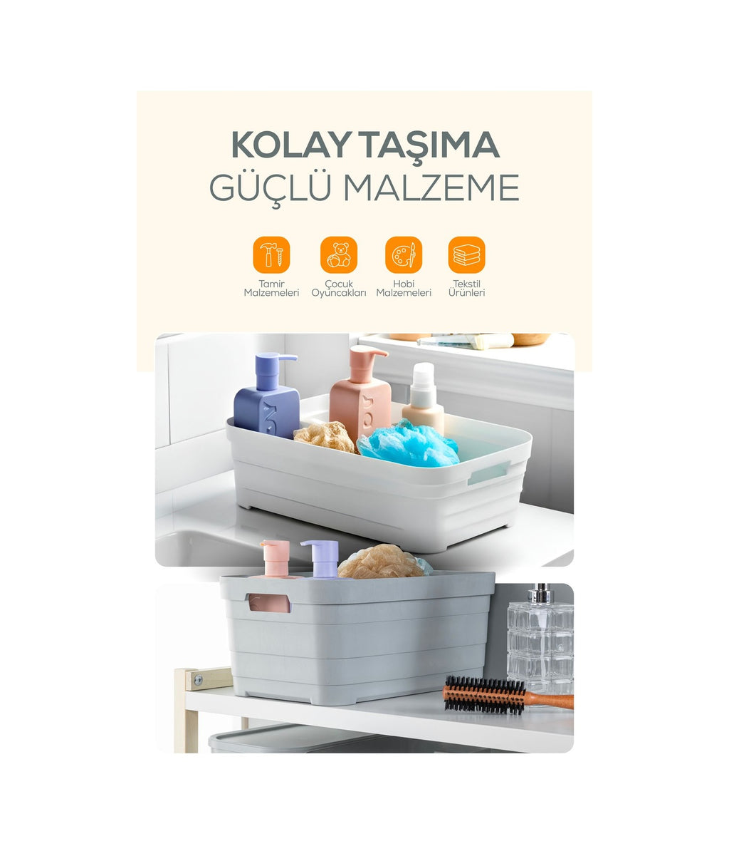 6'lı Kapaklı 5 Litre Saklama Kutusu Mavi