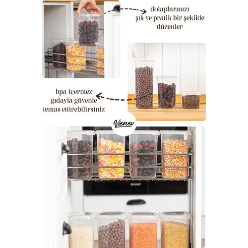Renkli Etiketli 24lü Peggy Kare Erzak Saklama Kabı 8x(0,55 Litre, 1,2 Litre, 1,75 Litre) Beyaz