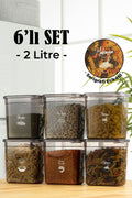 Beyaz Serigrafi Etiketli 6lı Set Peggy Dikdörtgen Saklama Kabı 2 Litre Antrasit
