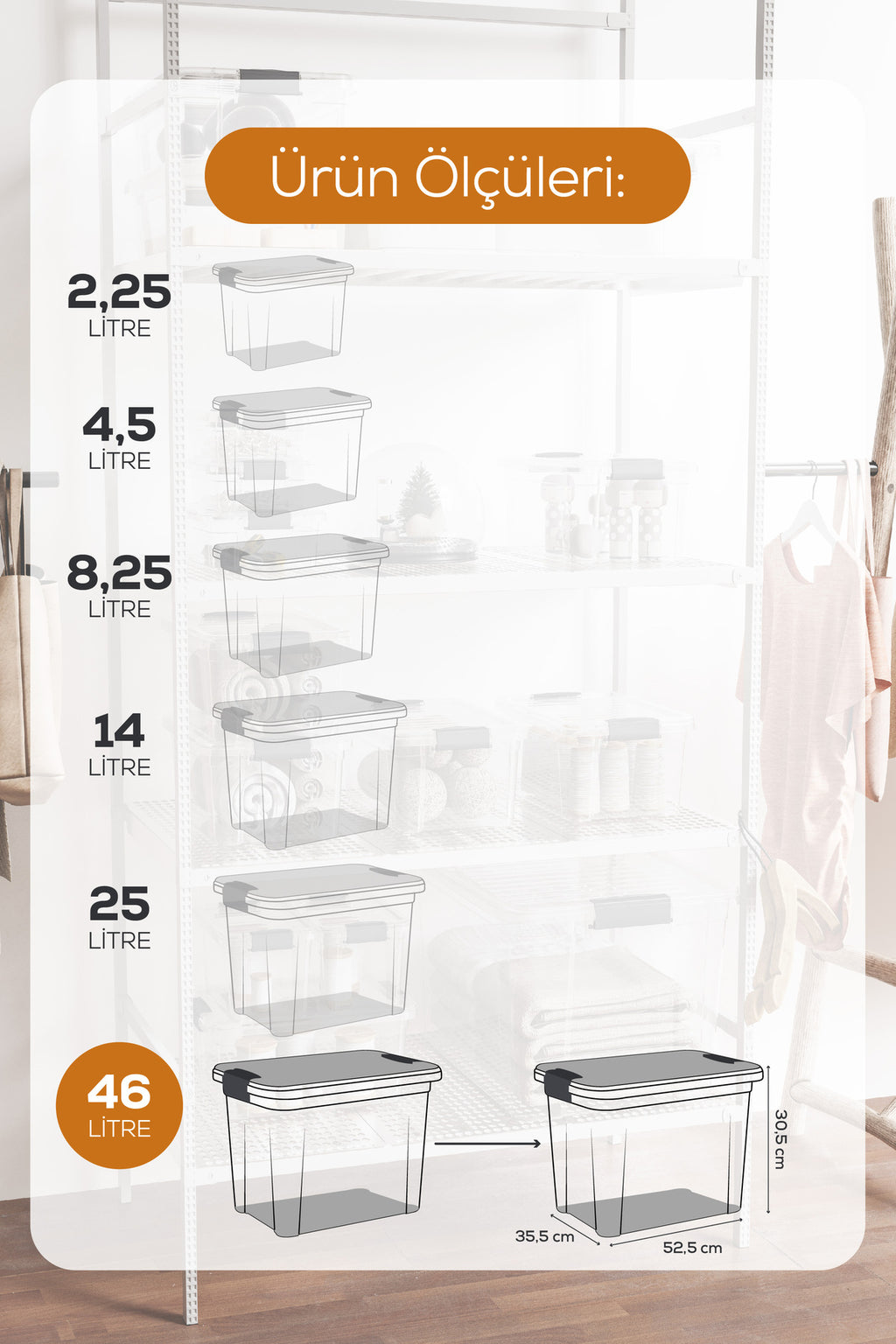 2'li 46 Litre Kilitli Kapaklı Saklama ve Erzak Kutusu 33126