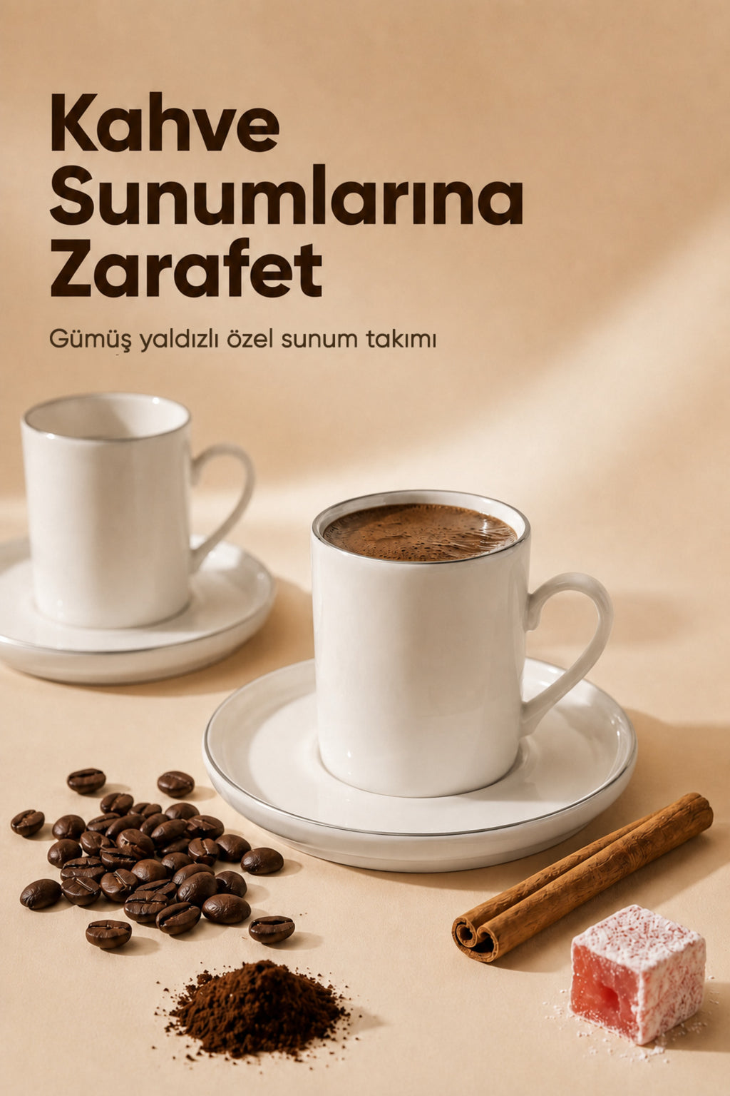 Porselen 6 Kişilik Kahve Fincan Takımı 12 Parça Sade Kahve Seti