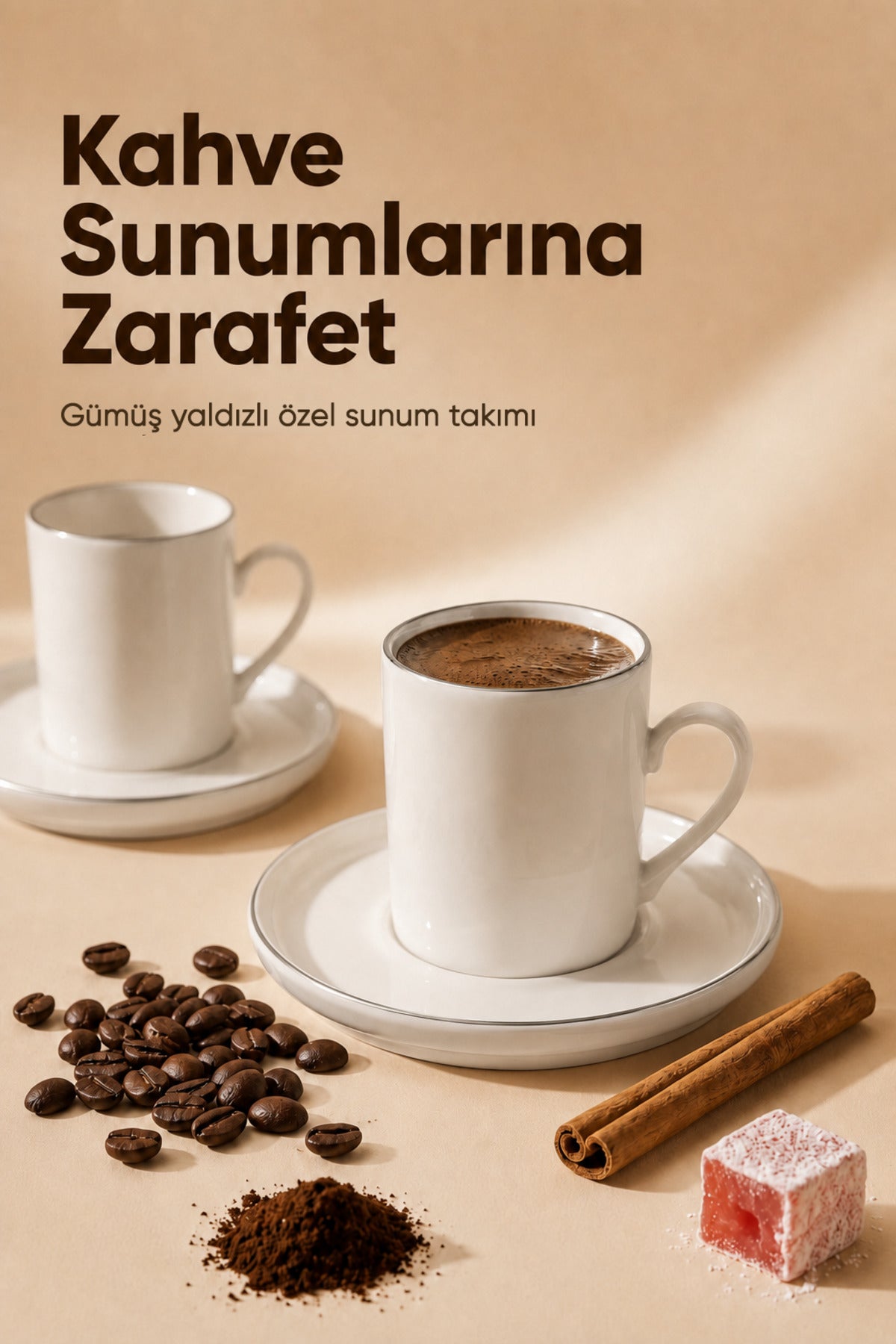Porselen 6 Kişilik Kahve Fincan Takımı 12 Parça Sade Kahve Seti