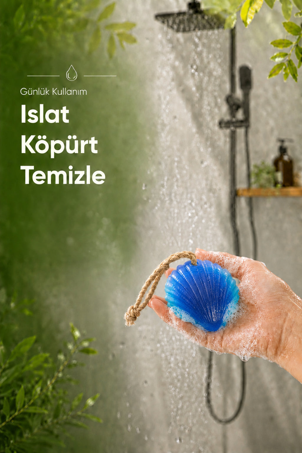 Mavi Deniz Kabuğu Şekilli Katı Sabun 9x9,5 cm Asılabilir Dekoratif Banyo El Sabunu