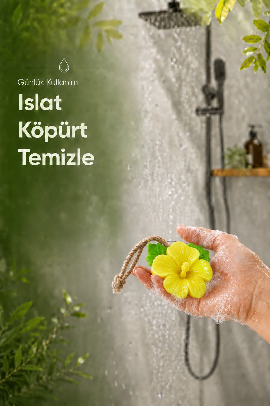 Sarı Çin Gülü Şekilli Katı Sabun 10x10 cm Asılabilir Dekoratif Banyo El Sabunu