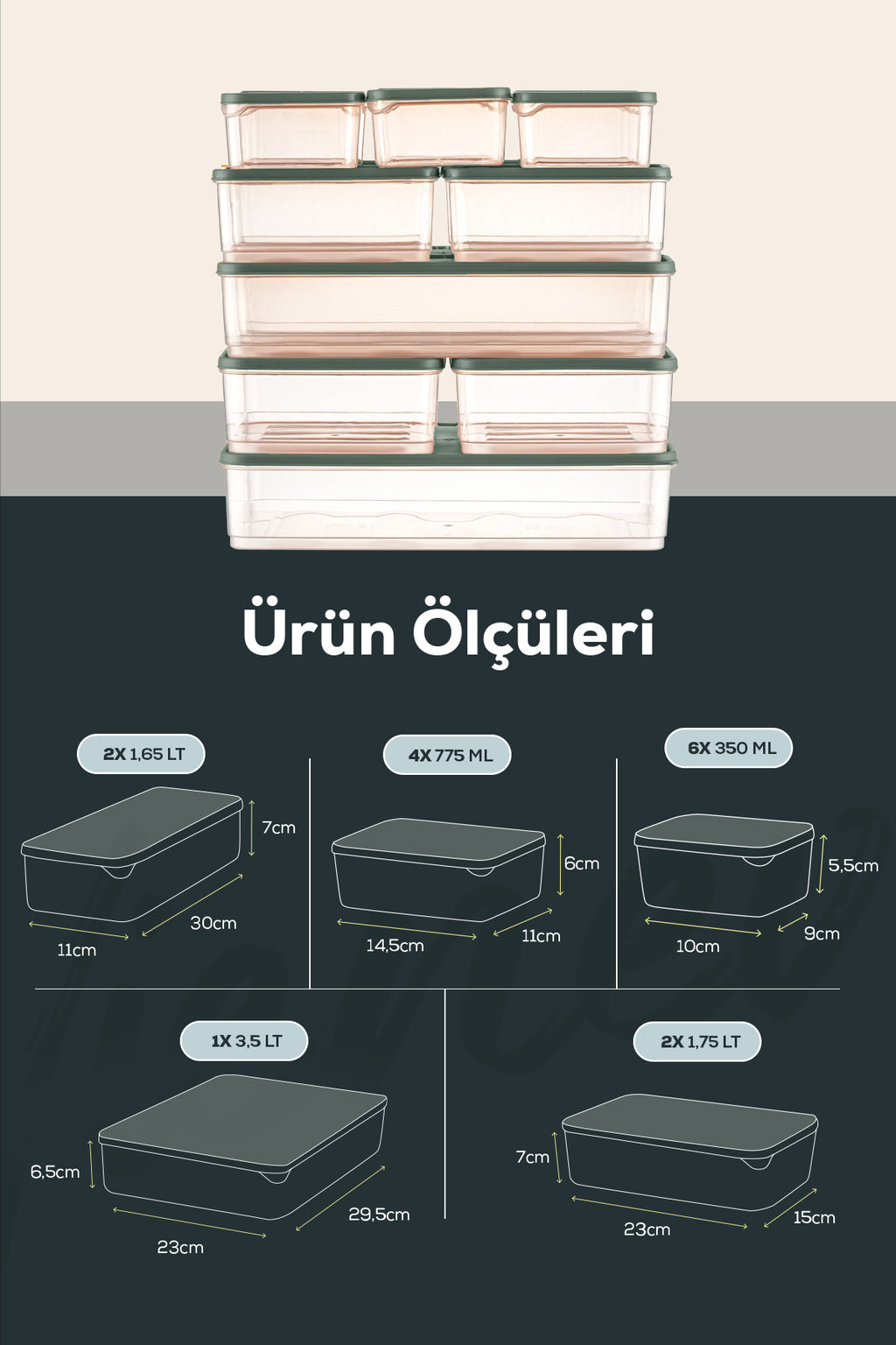 15'li Buzdolabı Düzenleyici Organizer Mikrodalgaya Uygun Difriz Saklama Kabı Yeşil
