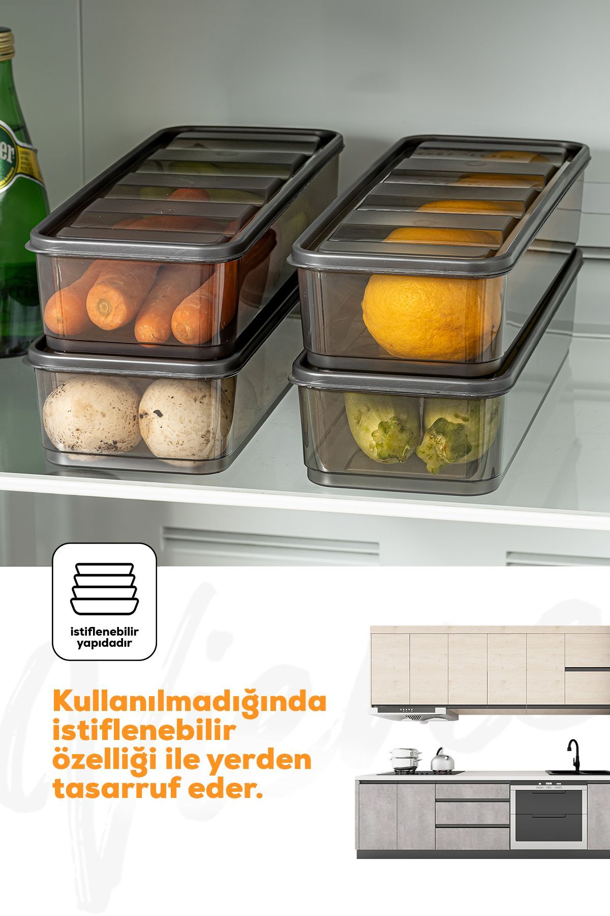 2li Bella Buzdolabı Düzenleyici Saklama Kabı Küçük