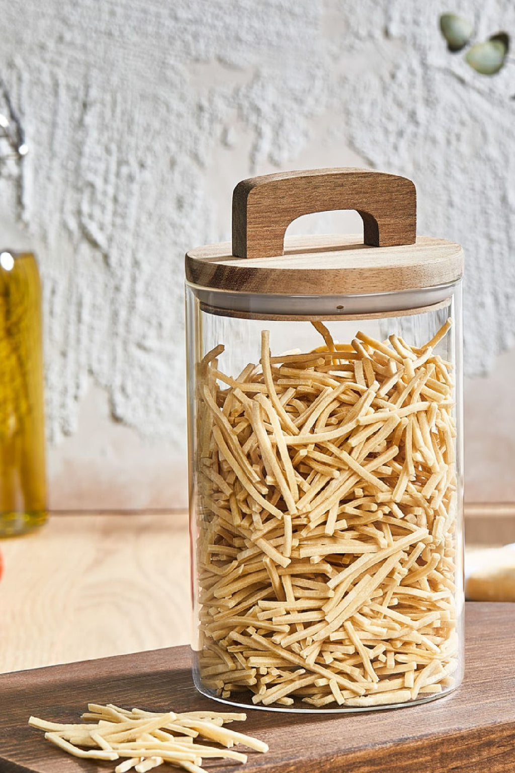3'lü 1000 ml Ahşap Kapaklı Tutacaklı Kavanoz