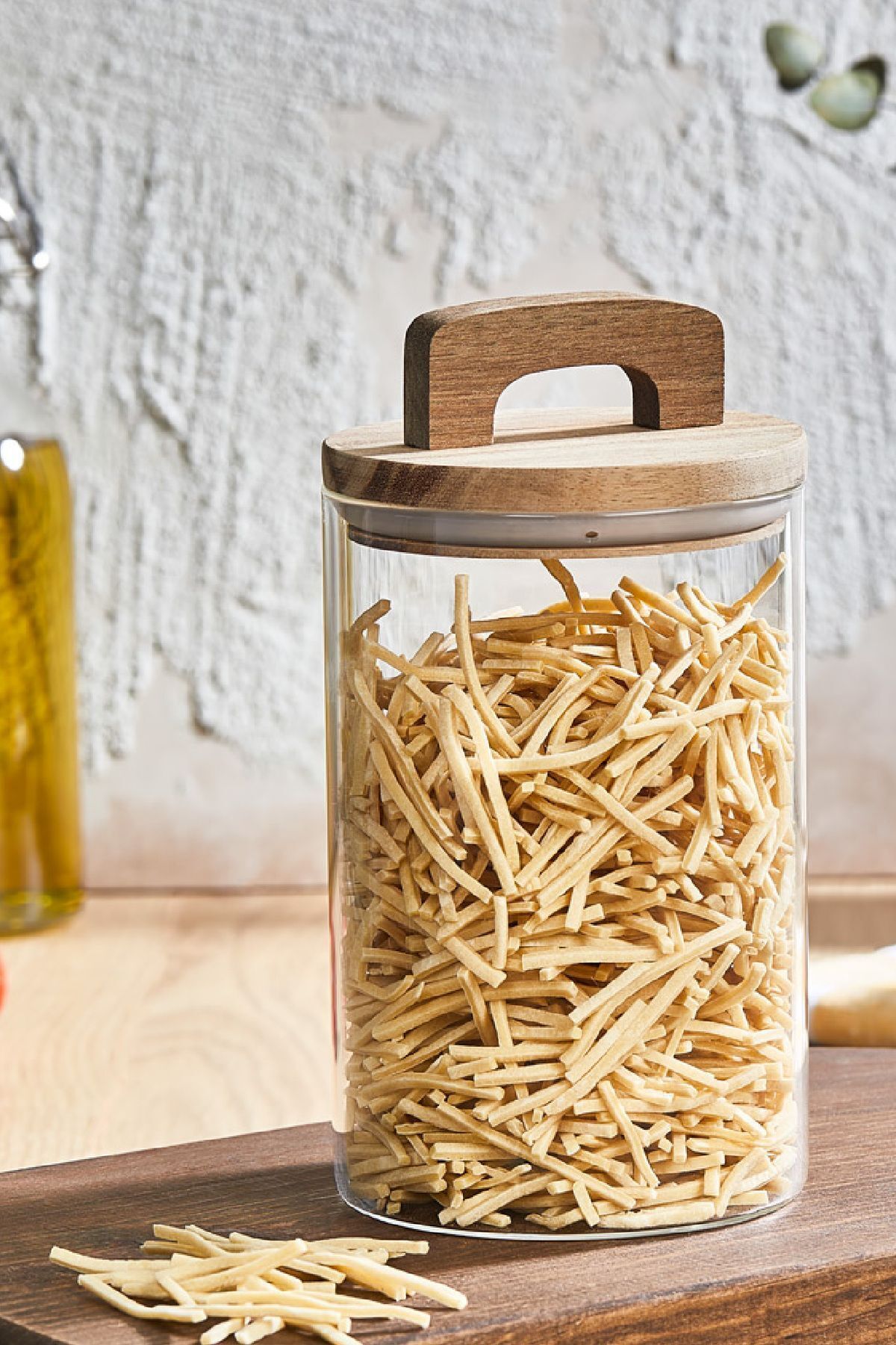 3'lü 1000 ml Ahşap Kapaklı Tutacaklı Kavanoz