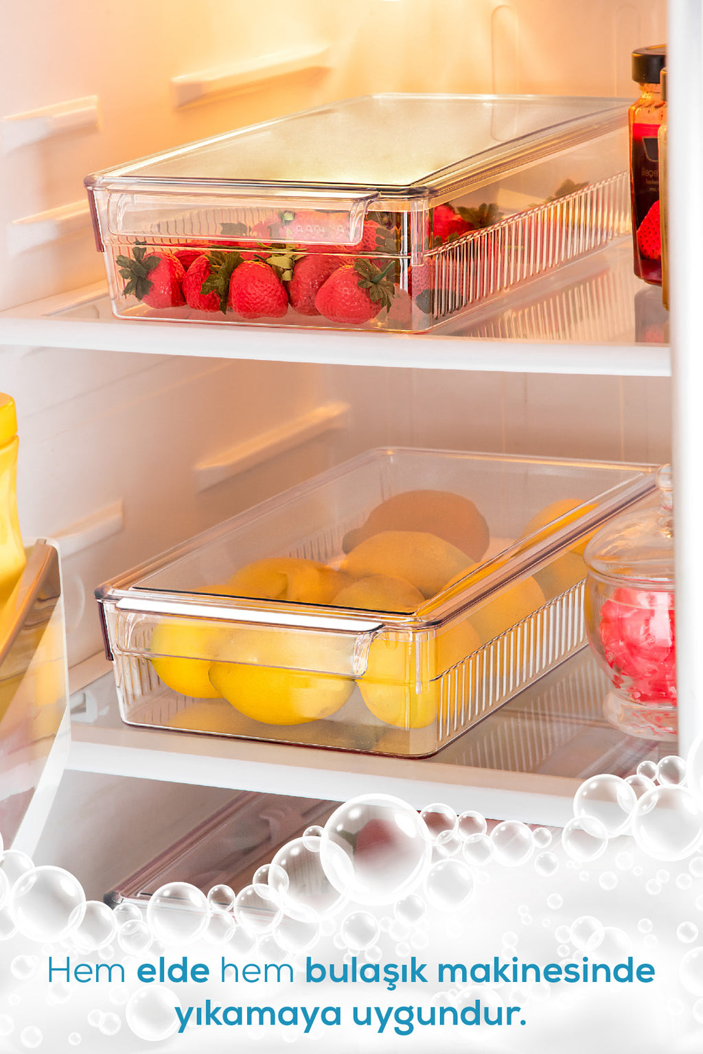 3'lü 8 Litre Kapaklı Maxi Buzdolabı Dolapiçi Düzenleyici Organizer