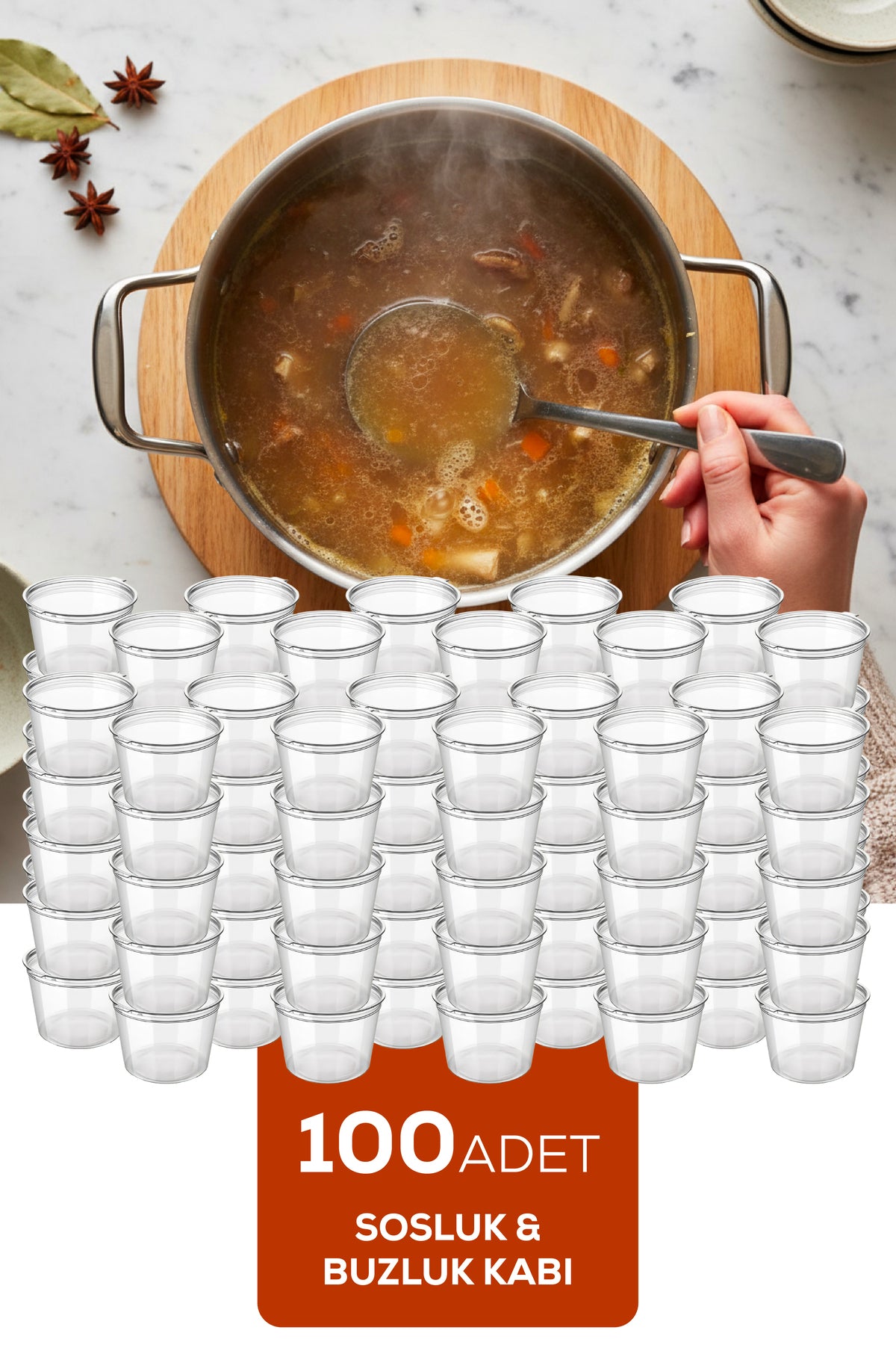 100'lü Dondurucuya Uygun Saklama Kabı – 120 ml İlik, Tavuk Suyu, Sos ve İlaç Saklama Kabı