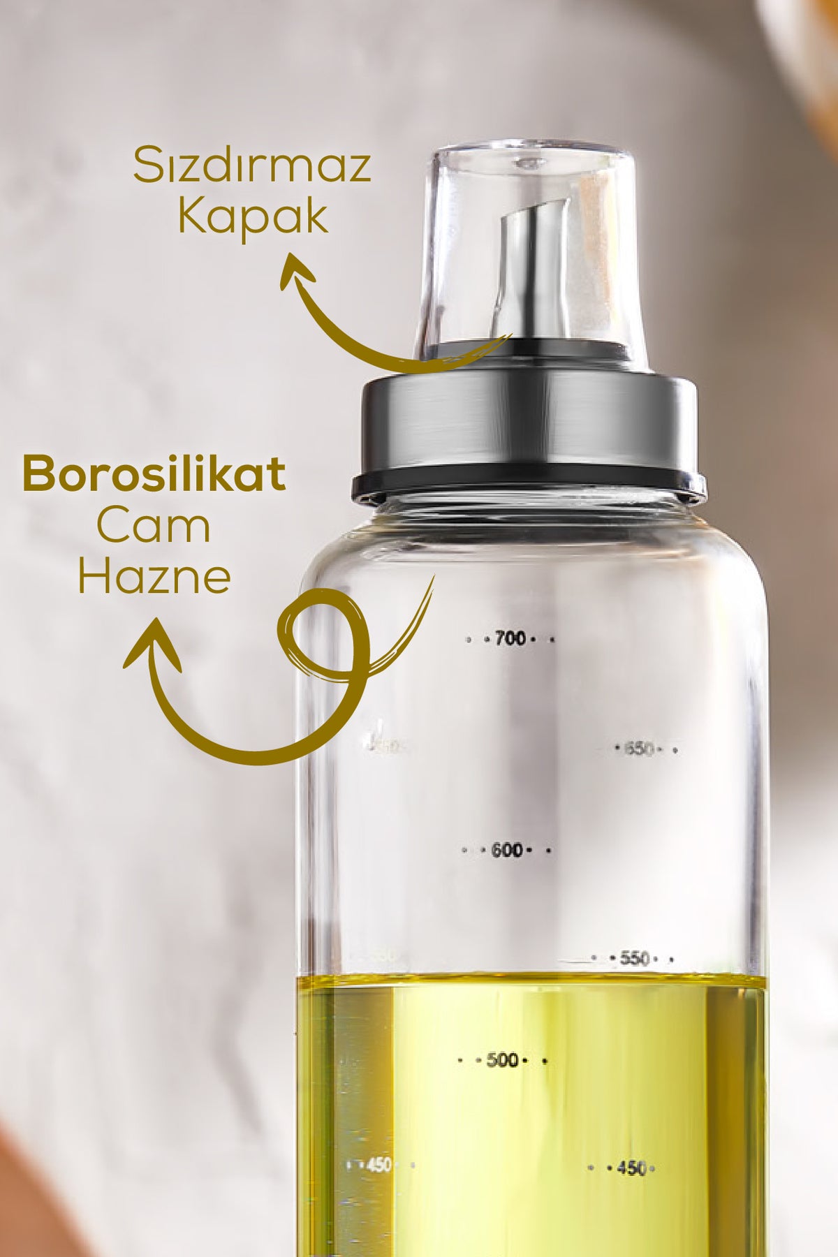 Borosilikat Pratik Cam Yağlık Sirkelik 750 ml