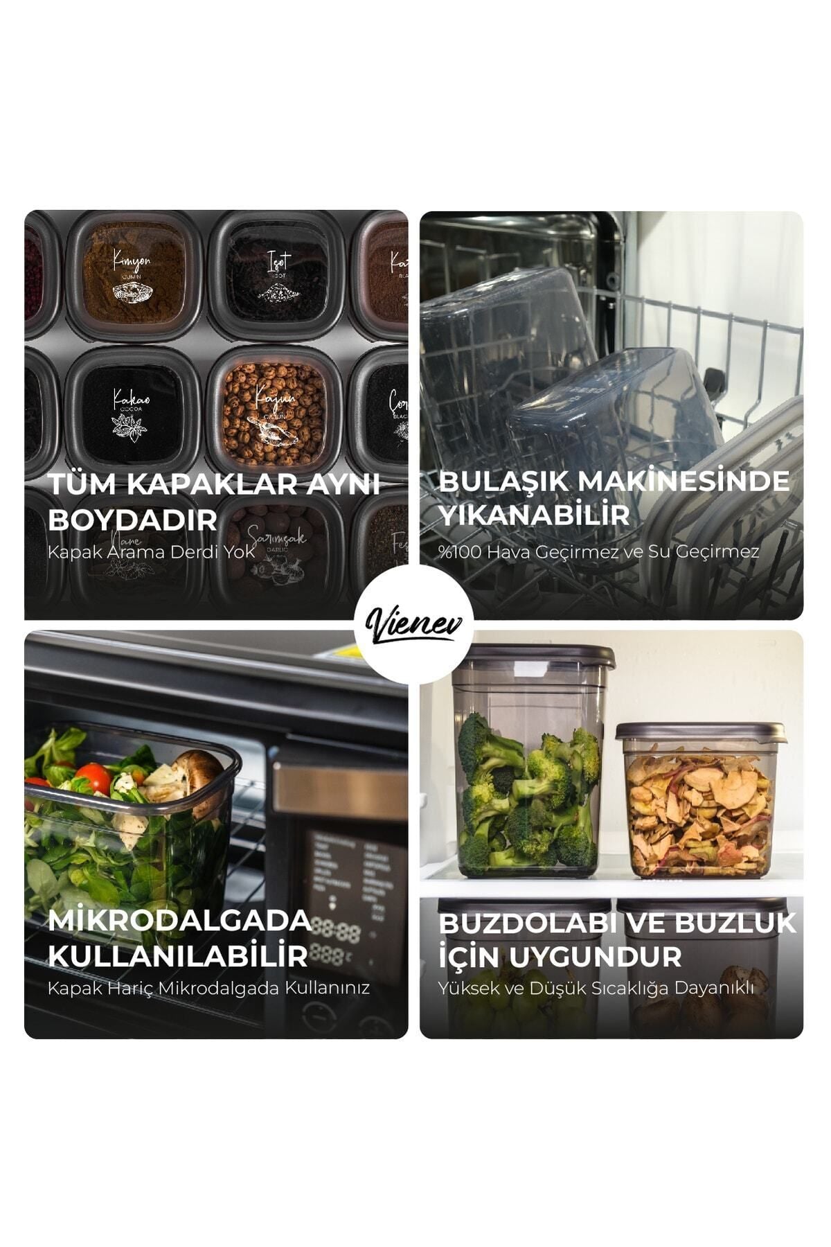 Beyaz Serigrafili 32li Peggy Kare ve Dikdörtgen Saklama Seti 8x(1,75, 1,2, 0,55) 4x(800,400) Ant